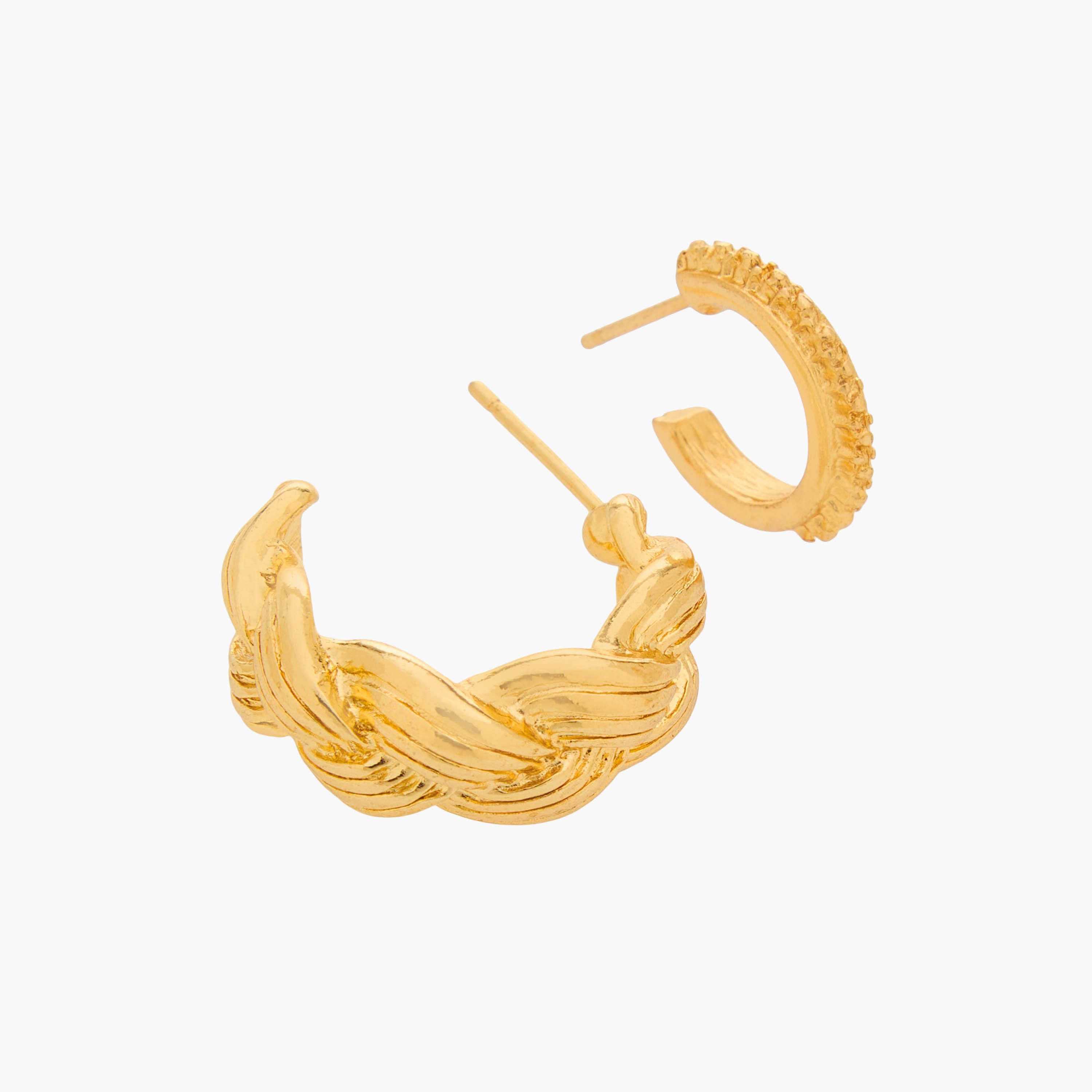 Pack of 3 Gold Tone Textured Hoop Earrings with Pushback Closure-women-watchesandjewellery-jewellery-earrings-image-5