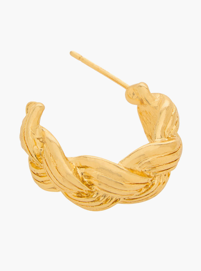 Pack of 3 Gold Tone Textured Hoop Earrings with Pushback Closure-women-watchesandjewellery-jewellery-earrings-image-6
