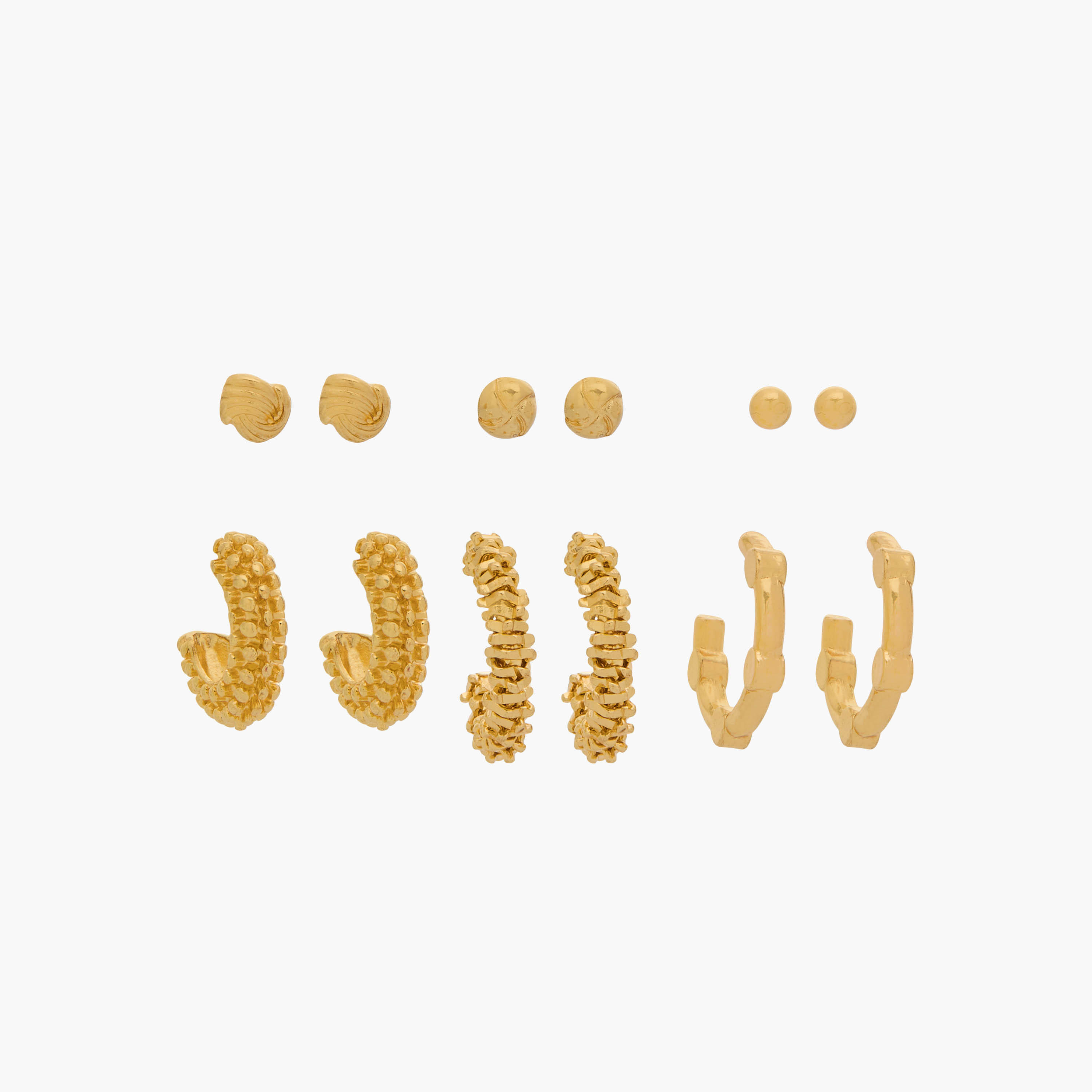 Pack of 6 Gold Tone Earrings with Pushback Closure-women-watchesandjewellery-jewellery-earrings-image-1