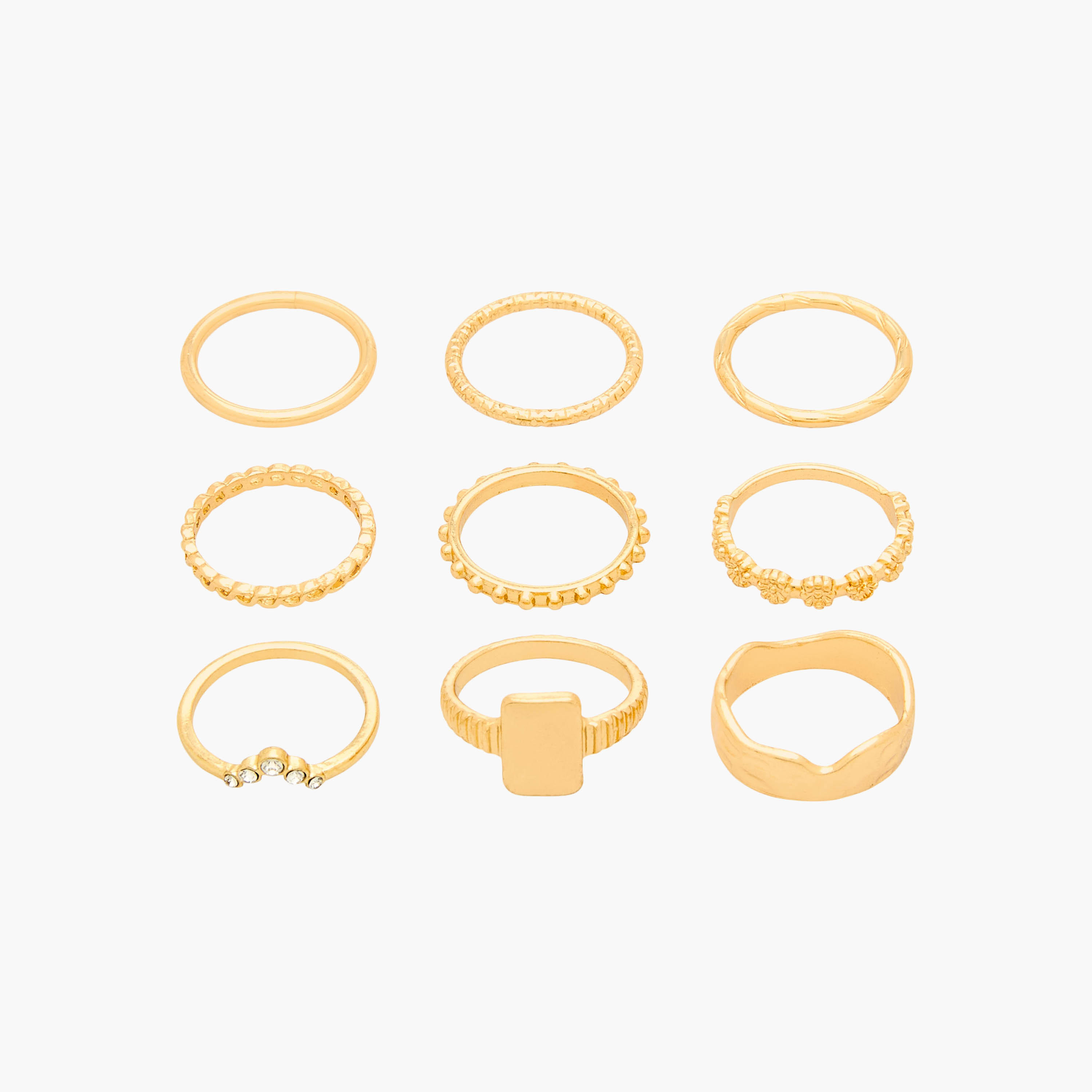 طقم خواتم ذهبية 9 قطع متنوعة-women-watchesandjewellery-jewellery-rings-image-1