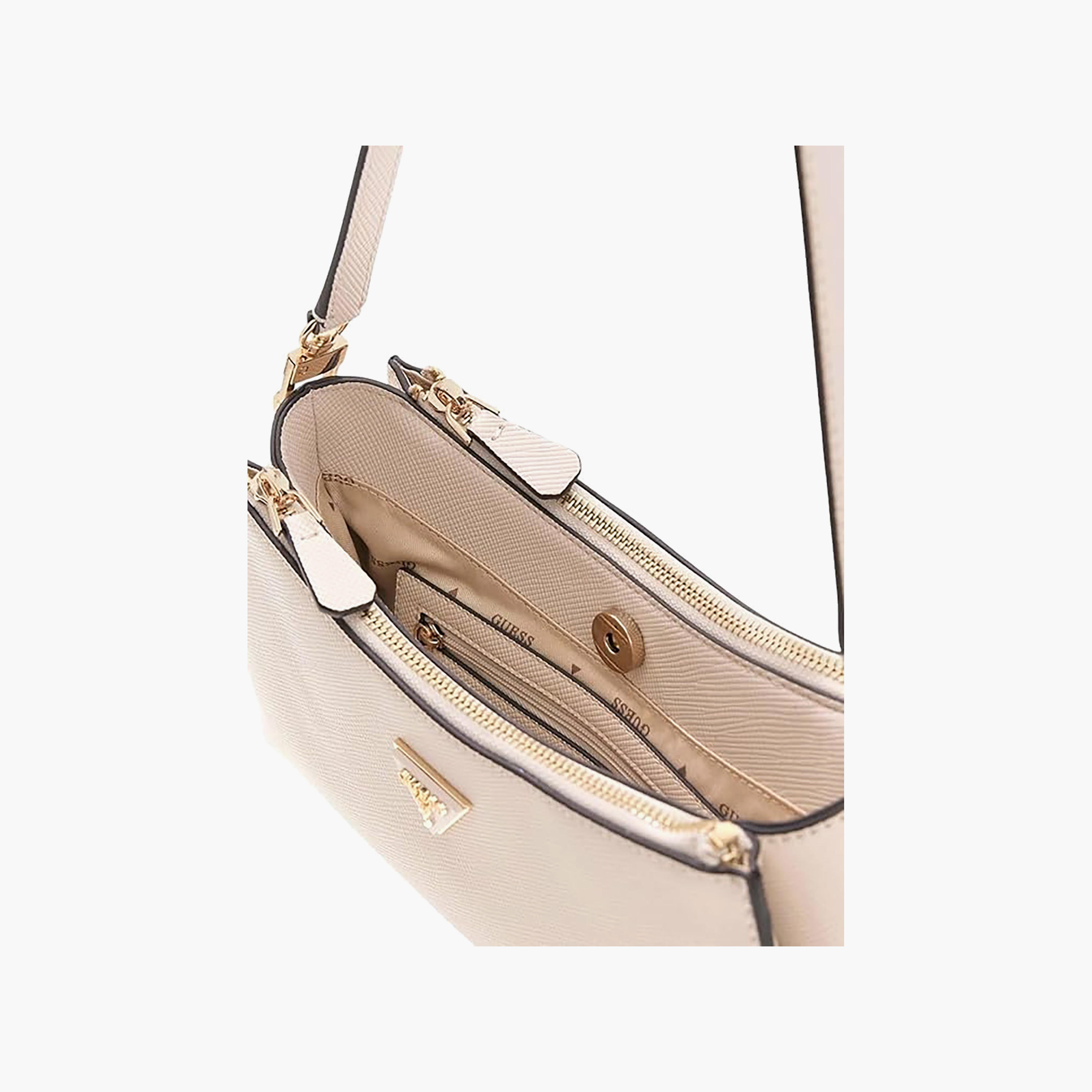 حقيبة كتف Guess Noelle II Texture ذات مقبض واحد وسحاب إغلاق وحزام قابل للتعديل-women-bagsandwallets-handbags-image-3