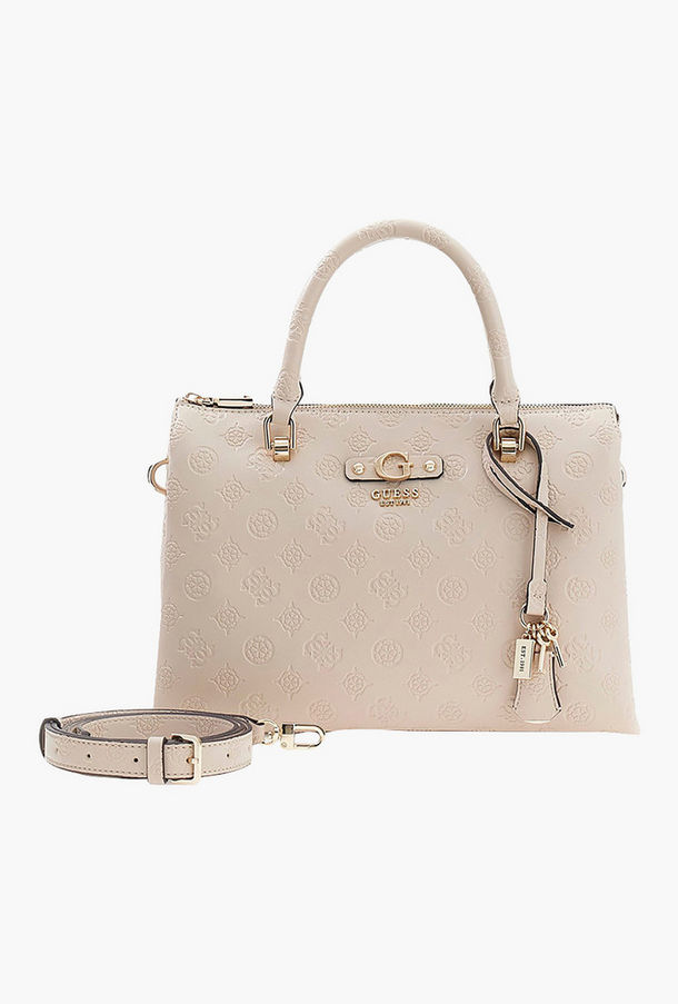 Guess Dita Monogram Double Handle Satchel Bag with Zipper Closure and Detachable Strap-women-image-1