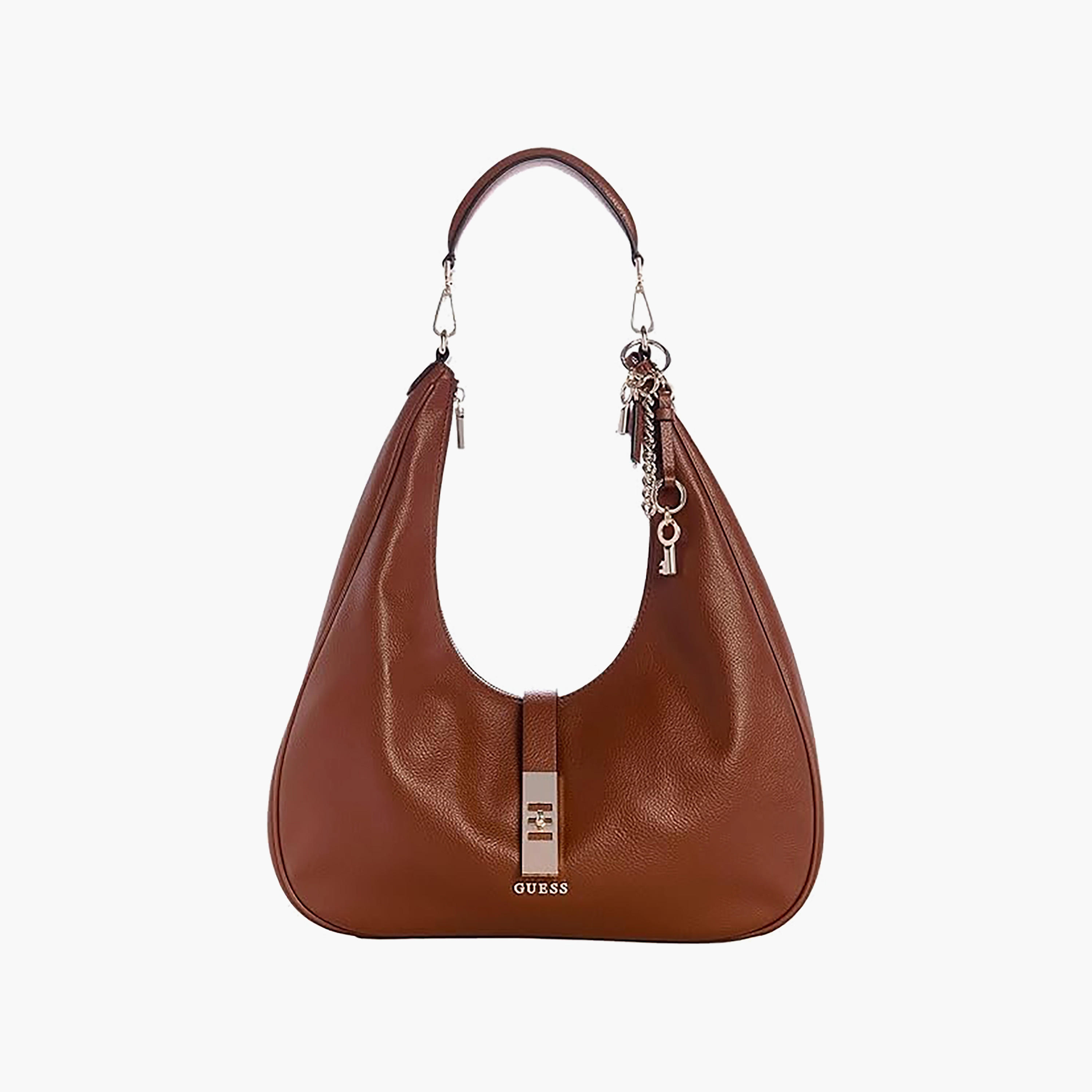 Guess Brooke Textured Single Handle Hobo Bag with Zipper Closure-women-bagsandwallets-handbags-image-1