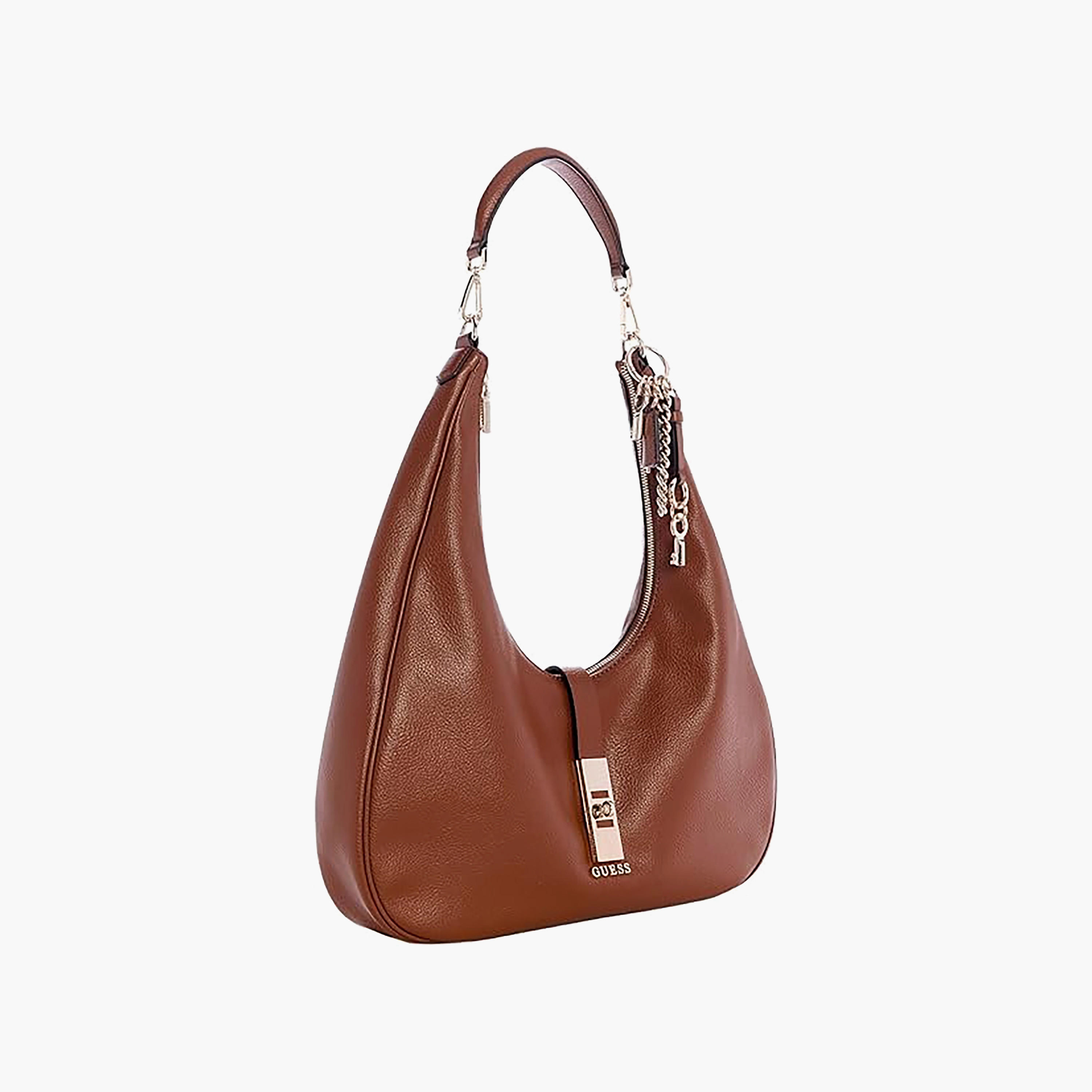 Guess Brooke Textured Single Handle Hobo Bag with Zipper Closure-women-bagsandwallets-handbags-image-4