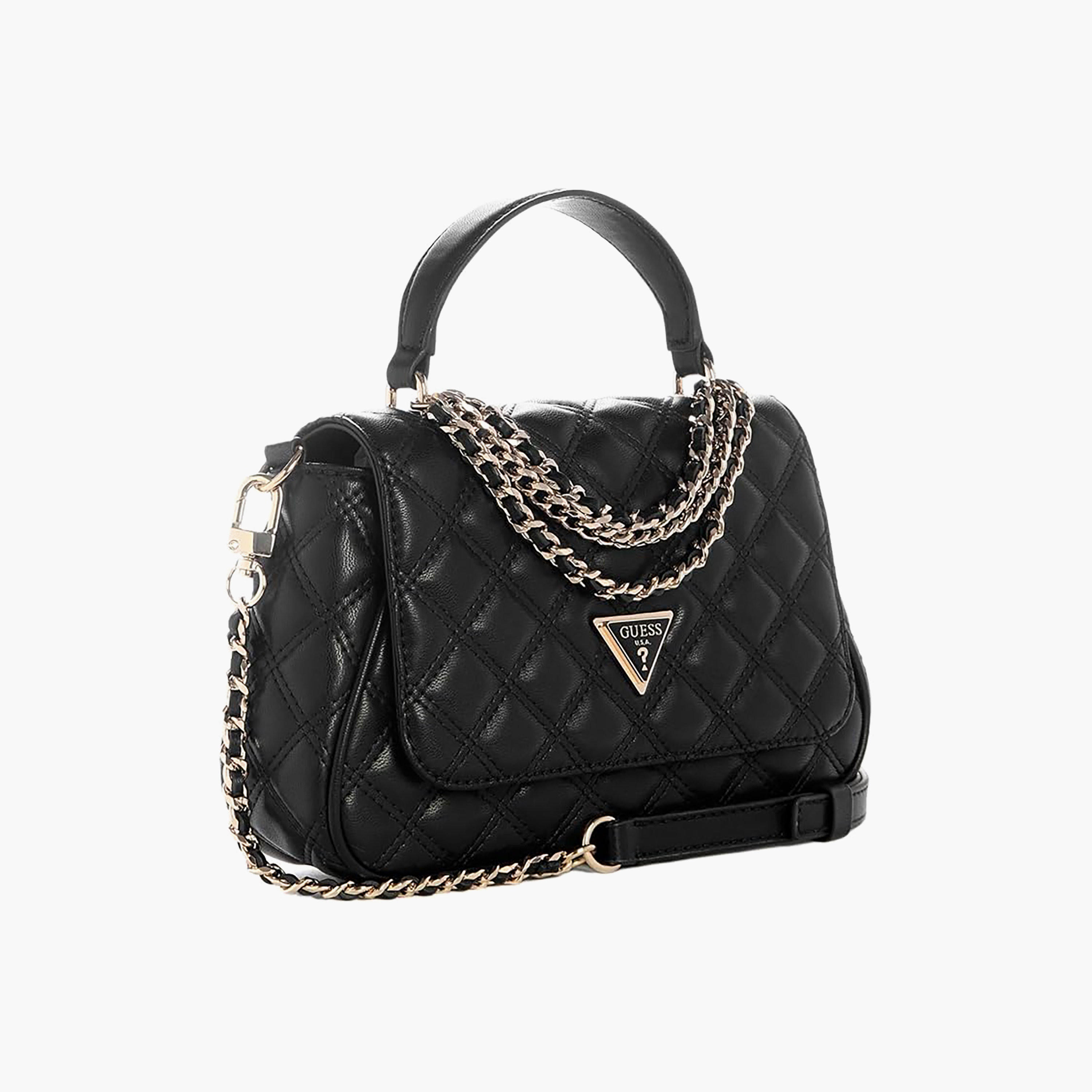 Guess Giully Ii Quilted Top Handle Satchel Bag with Flap Closure and Detachable Strap-women-bagsandwallets-handbags-image-4