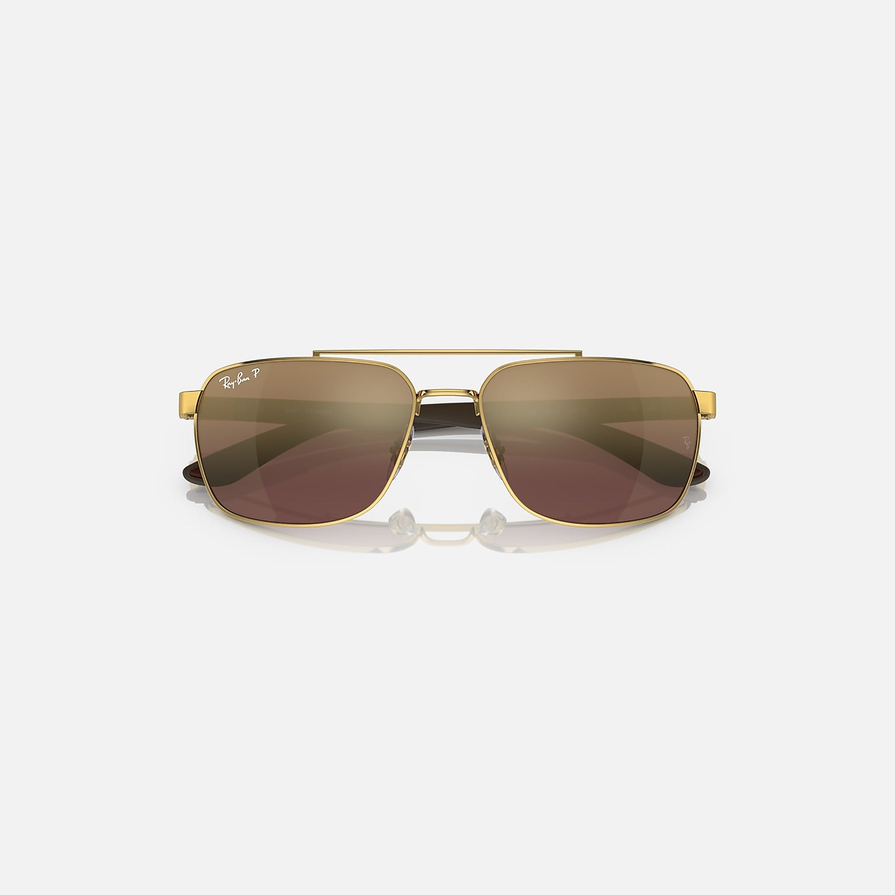 نظارات شمسية راي بان للجنسين، مستطيلة الشكل، بنية اللون، مستقطبة | 3701-men-sunglasses-image-3