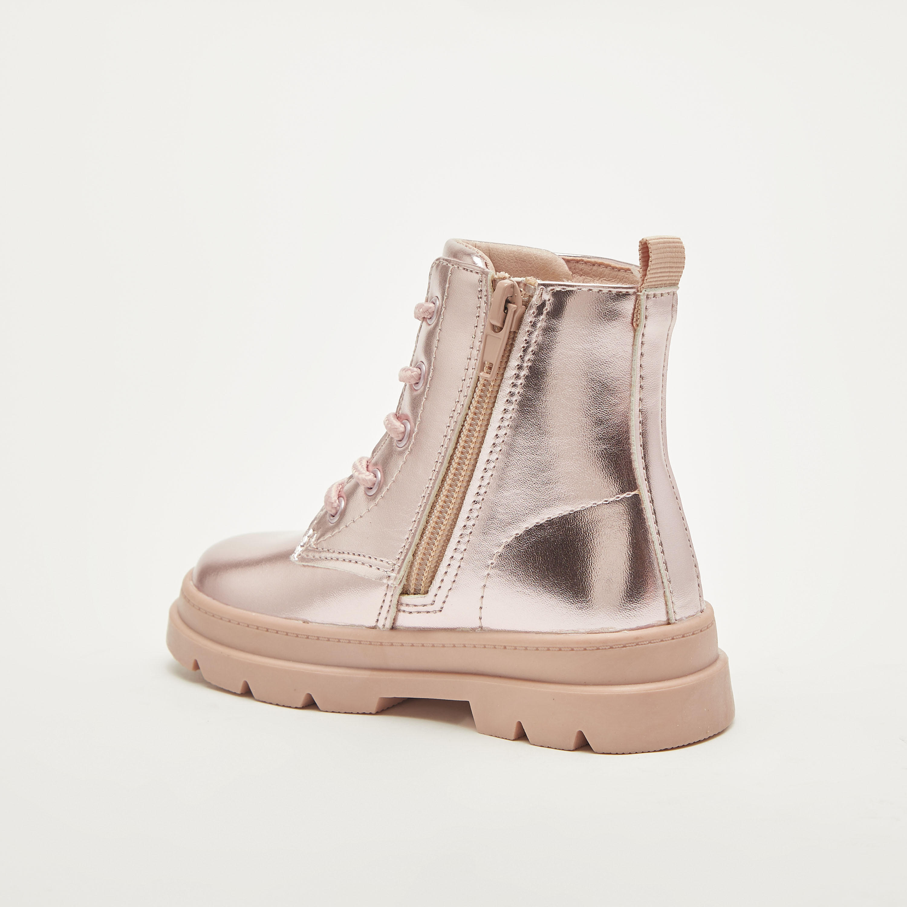 Barbie Printed Ankle Boots with Lace-Up Closure-girls-shoes-boots-image-2