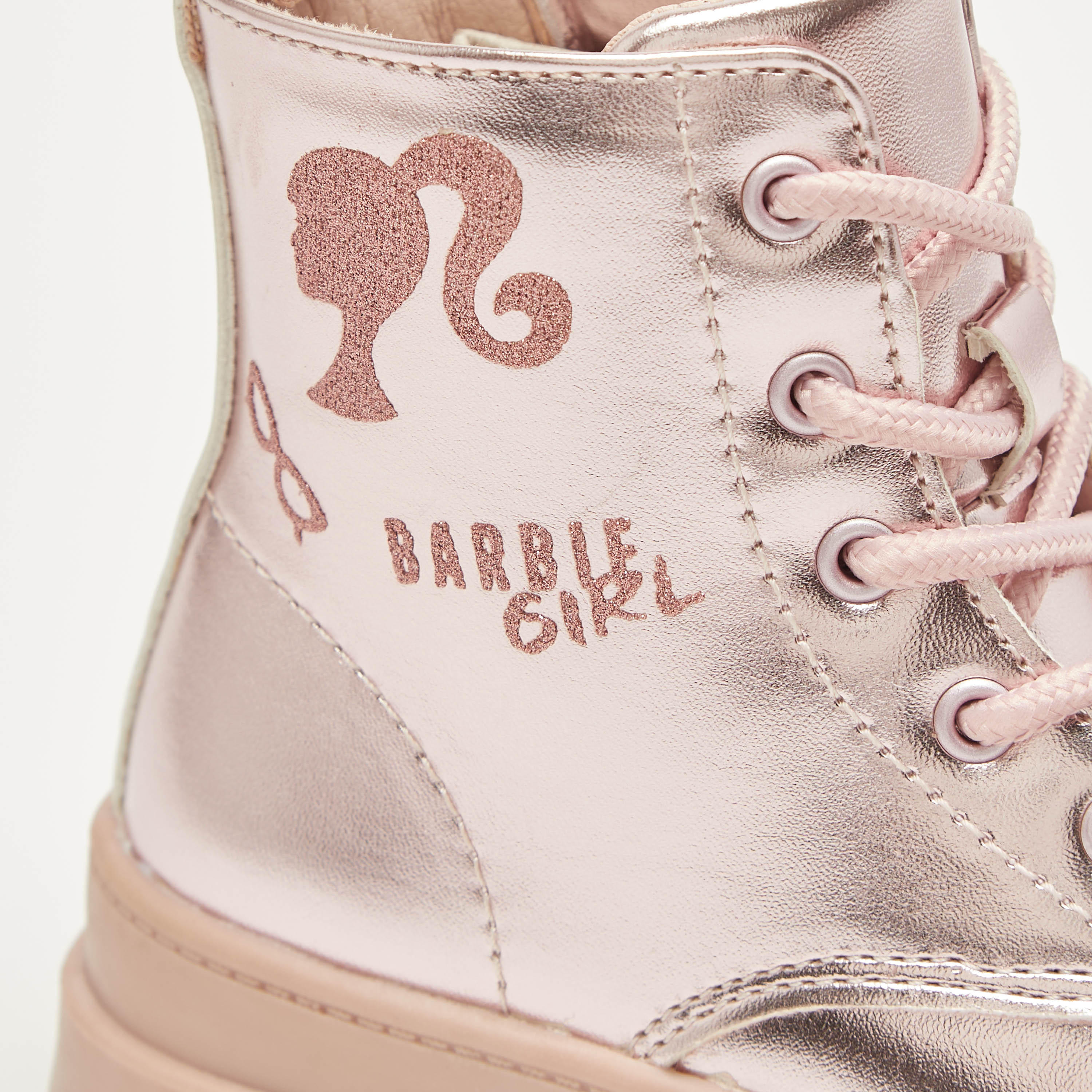 Barbie Printed Ankle Boots with Lace-Up Closure-girls-shoes-boots-image-5
