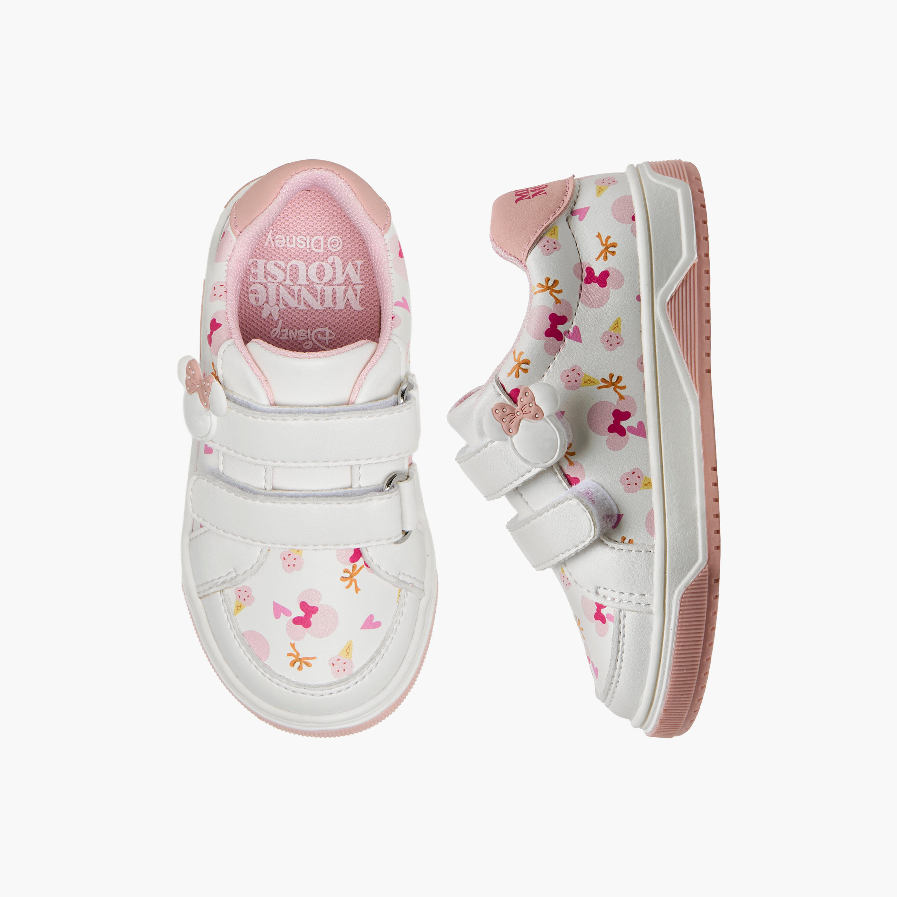 Disney Girls Minnie Mouse Print Hook & Loop Sneakers-girls-shoes-sneakers-image-1