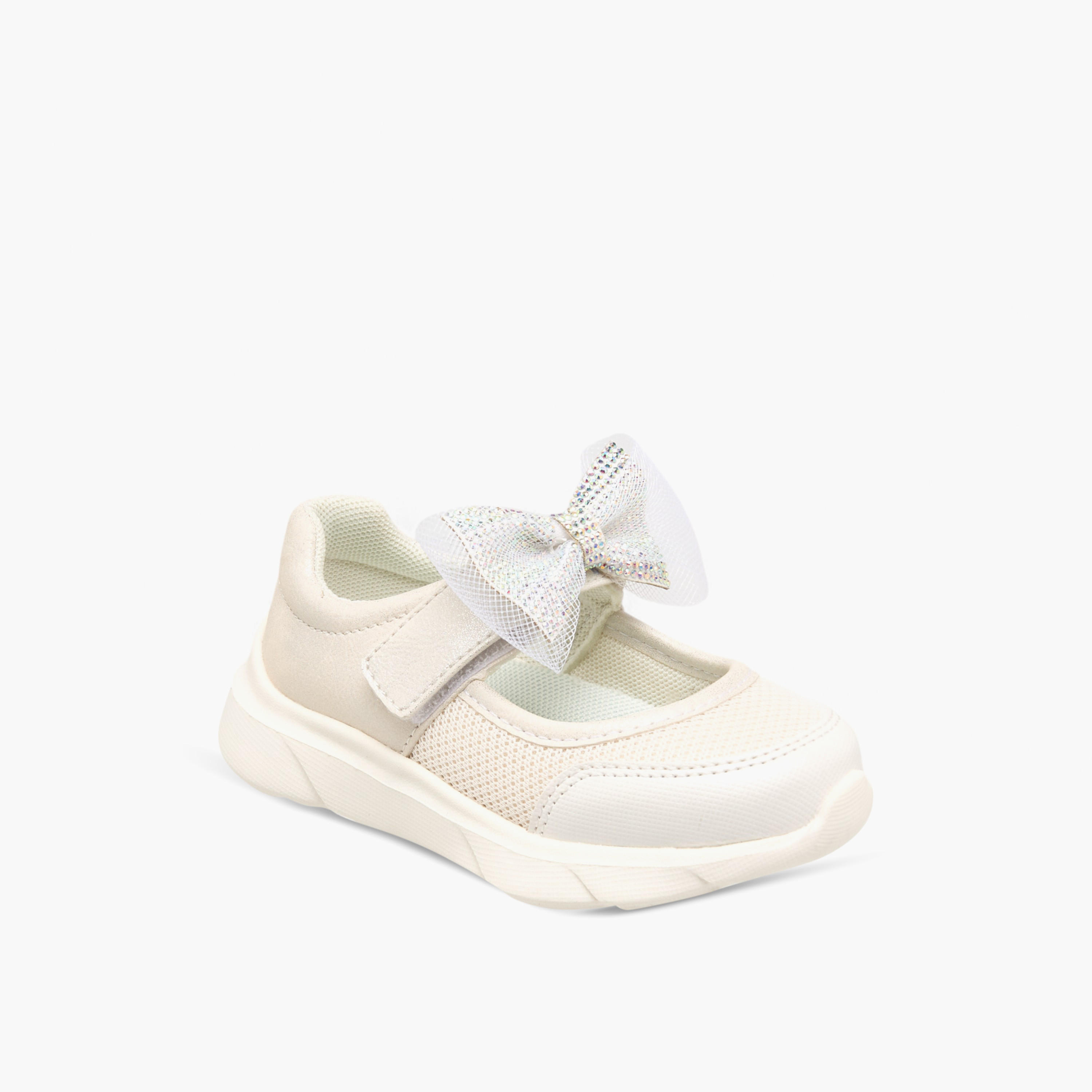 Barefeet Embellished Bow Sneakers with Hook and Loop Closure-girls-shoes-sneakers-image-2