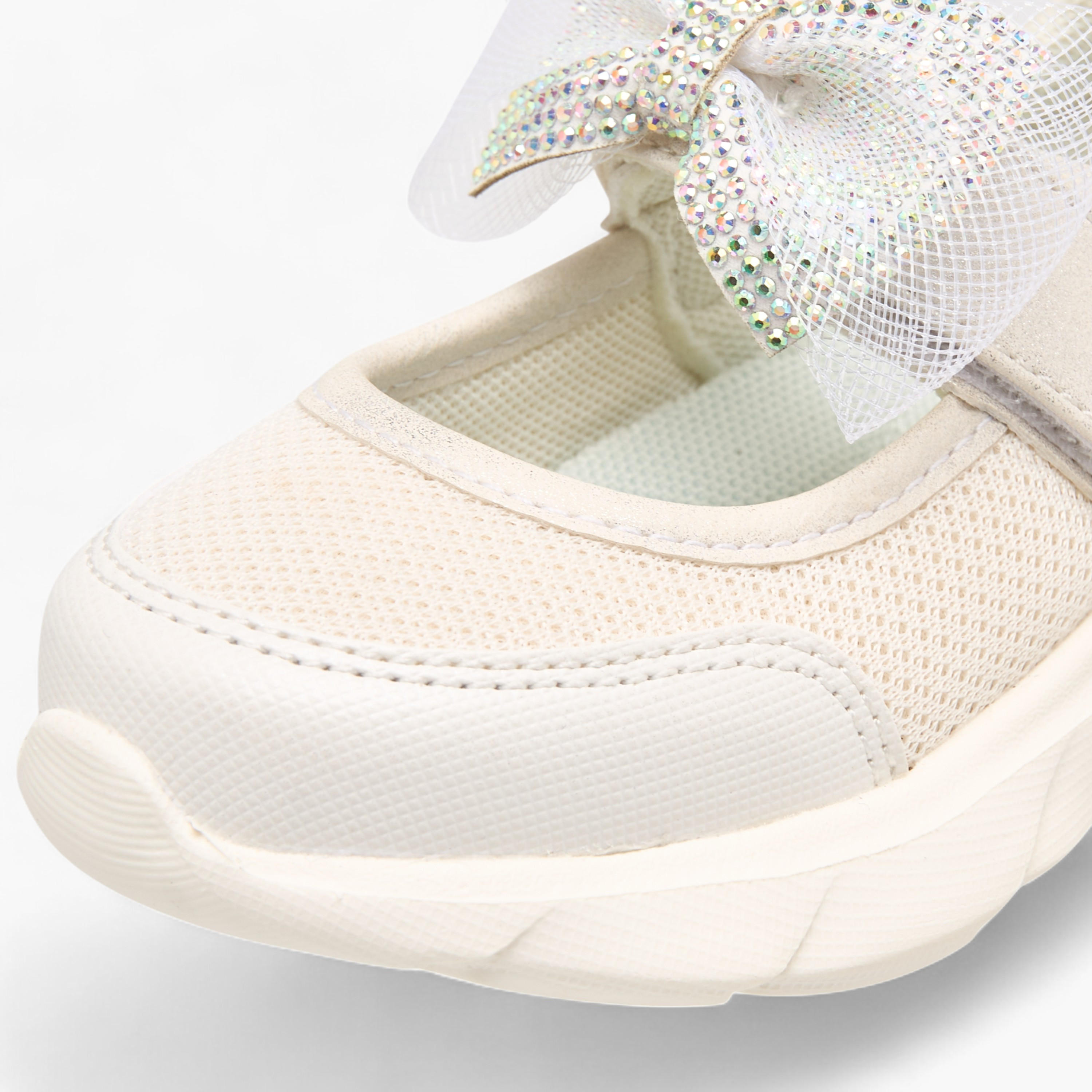 Barefeet Embellished Bow Sneakers with Hook and Loop Closure-girls-shoes-sneakers-image-4