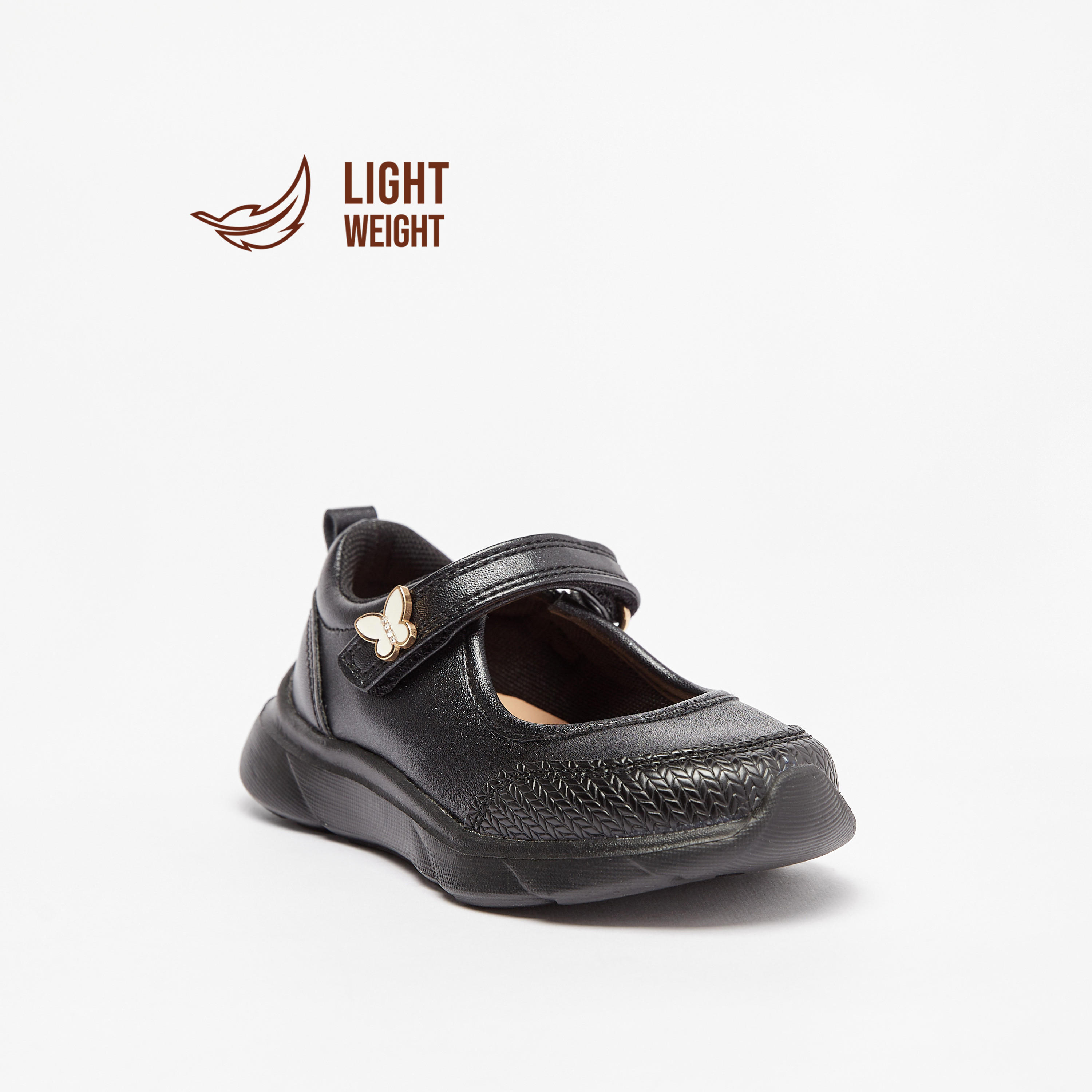 Barefeet Panelled Lightweight Mary Janes with Hook and Loop Closure-girls-shoes-maryjanes-image-1