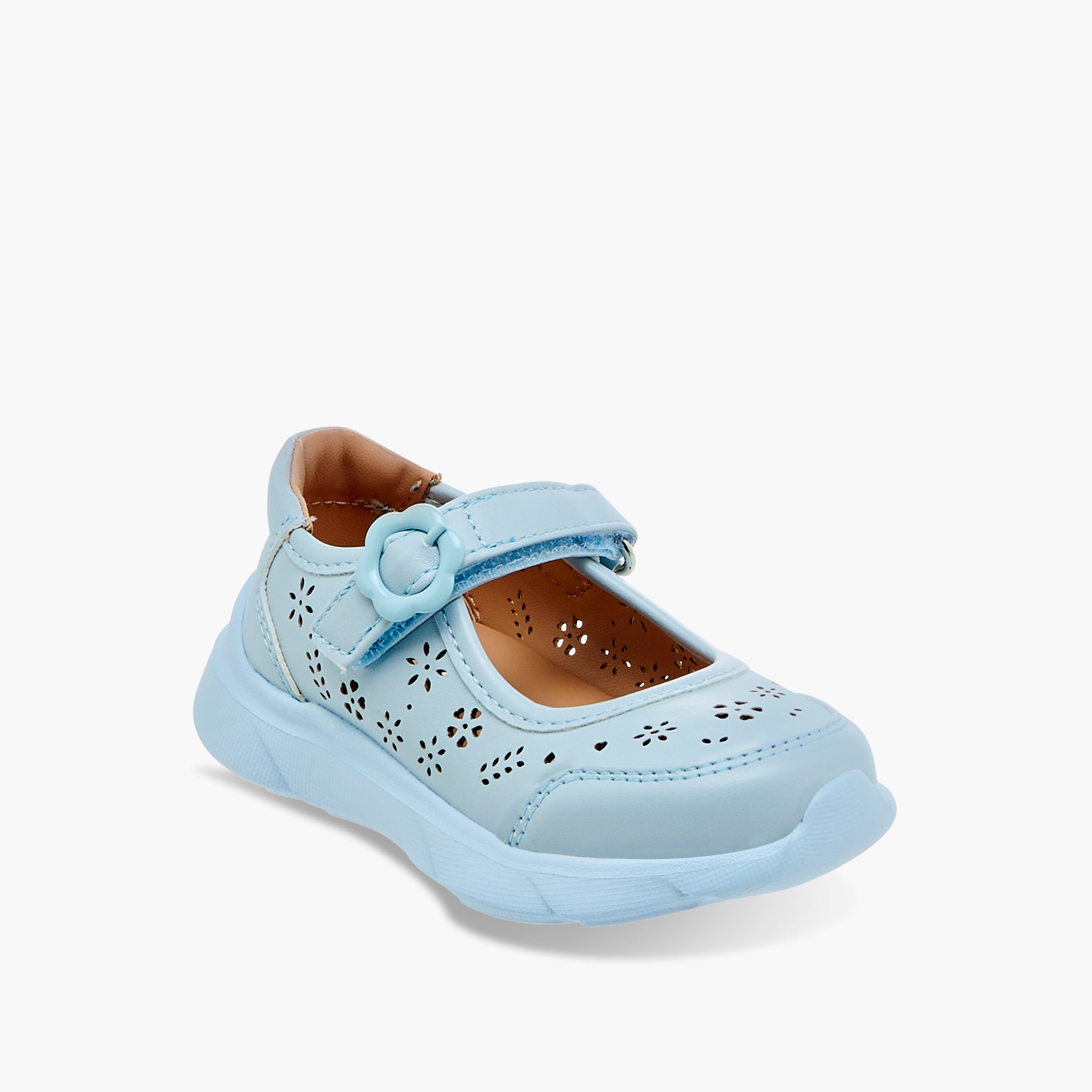 Barefeet Laser Cut Detail Mary Jane Shoes with Hook and Loop Closure-girls-shoes-maryjanes-image-2