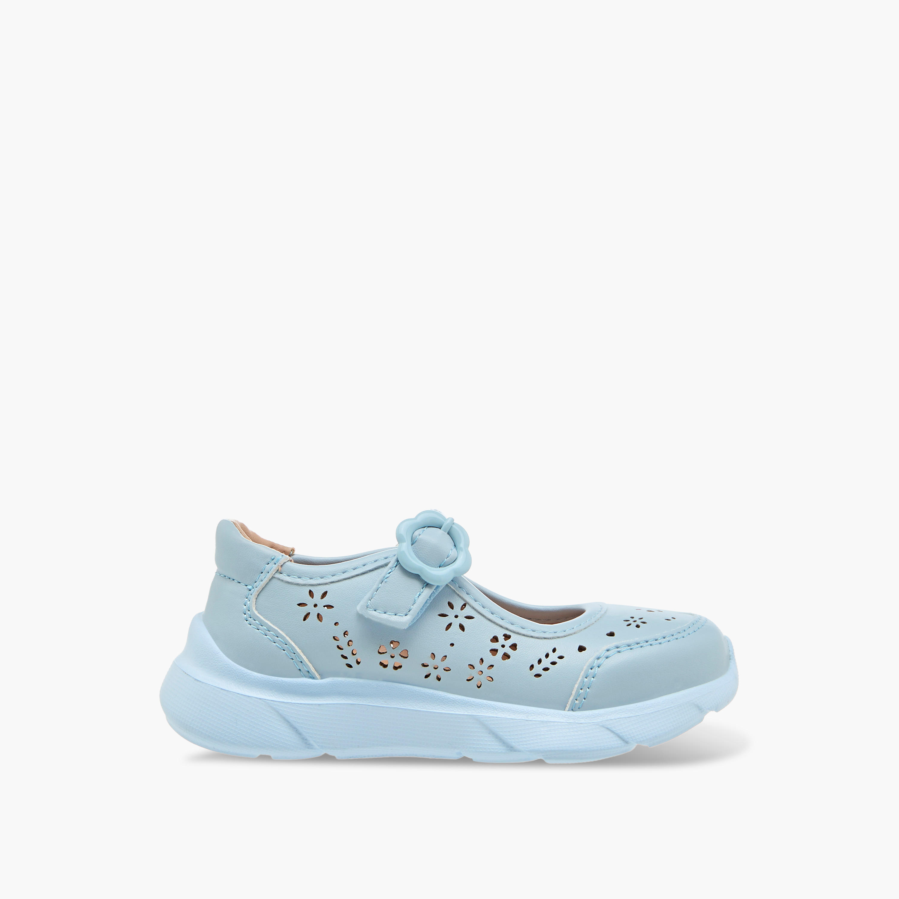 Barefeet Laser Cut Detail Mary Jane Shoes with Hook and Loop Closure-girls-shoes-maryjanes-image-3