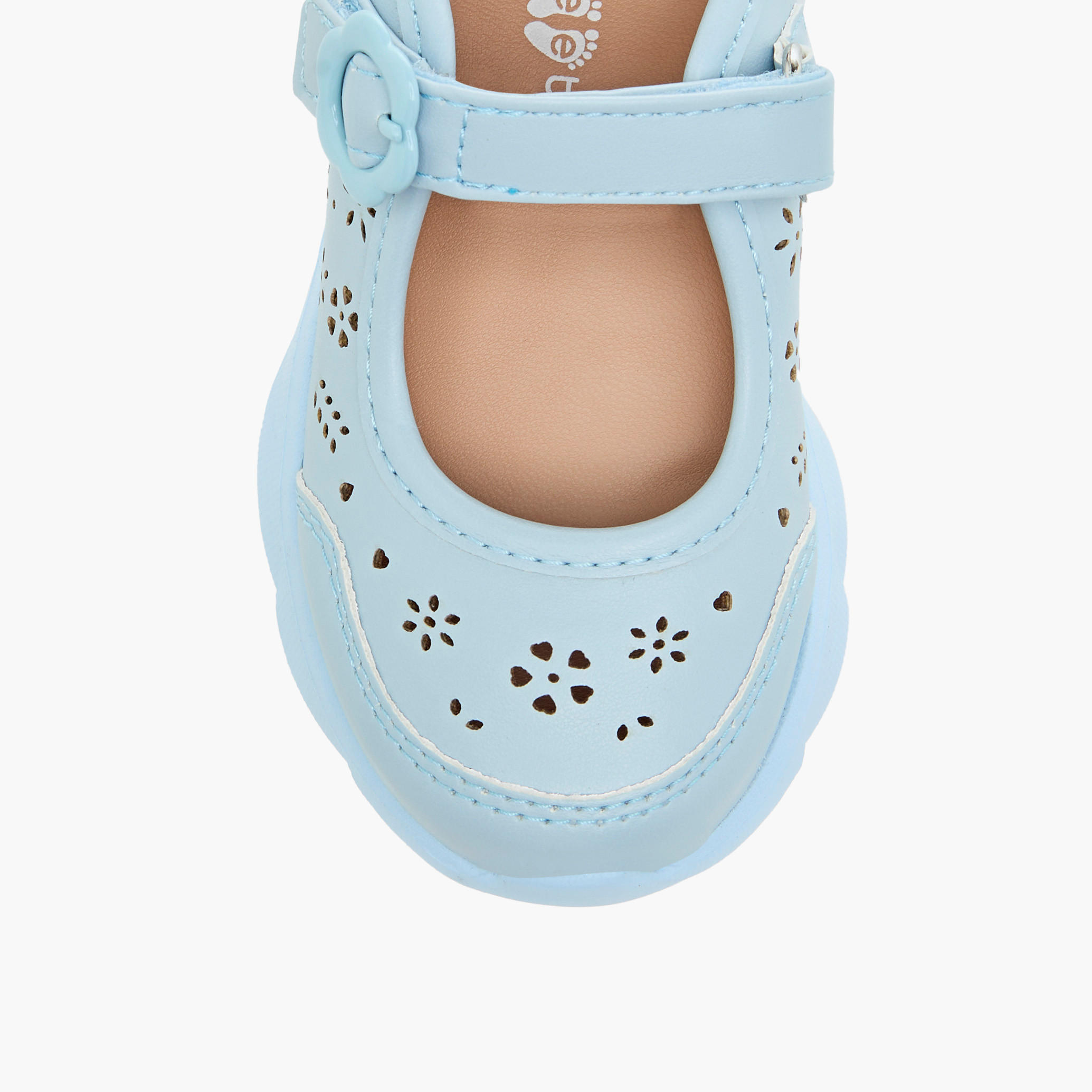 Barefeet Laser Cut Detail Mary Jane Shoes with Hook and Loop Closure-girls-shoes-maryjanes-image-4