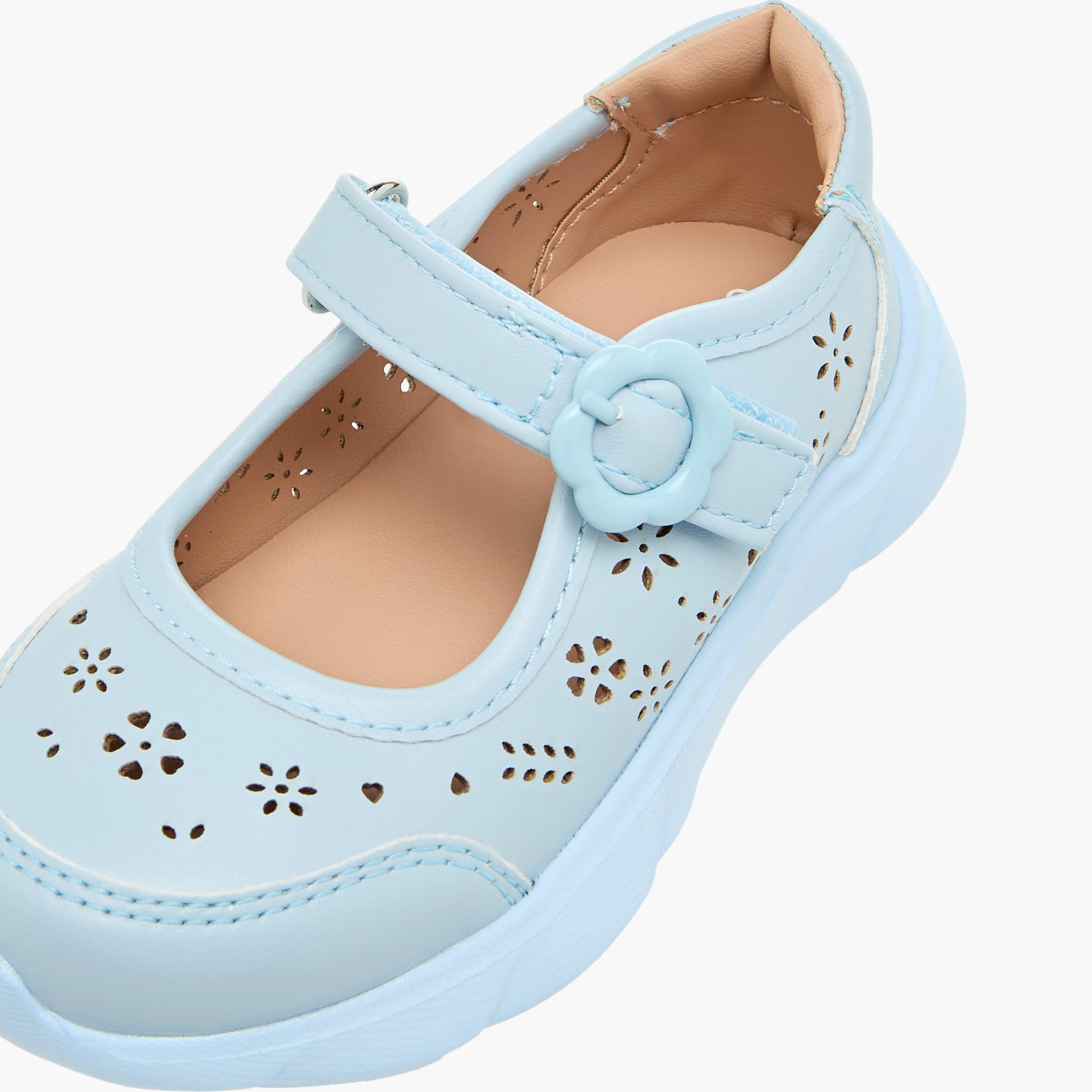 Barefeet Laser Cut Detail Mary Jane Shoes with Hook and Loop Closure-girls-shoes-maryjanes-image-6