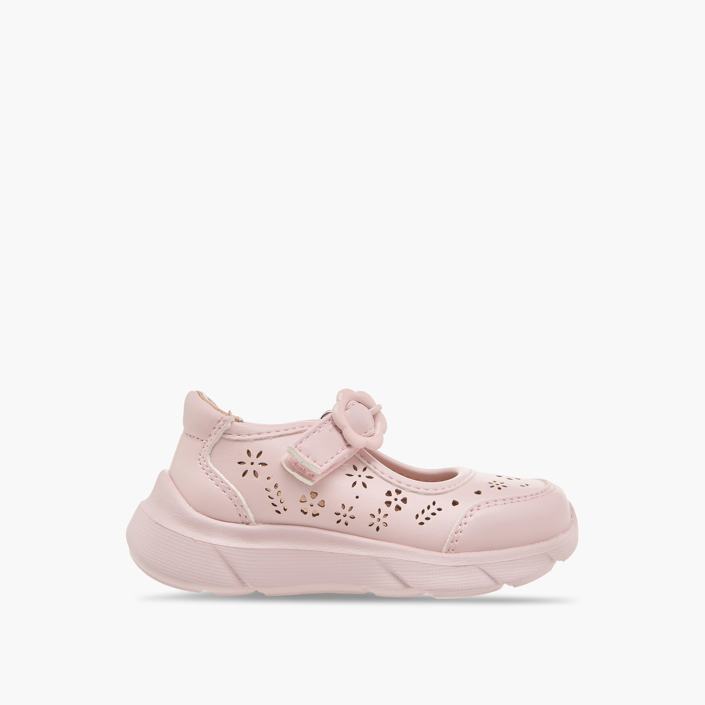 Barefeet Laser Cut Detail Mary Jane Shoes with Hook and Loop Closure-girls-shoes-maryjanes-image-3