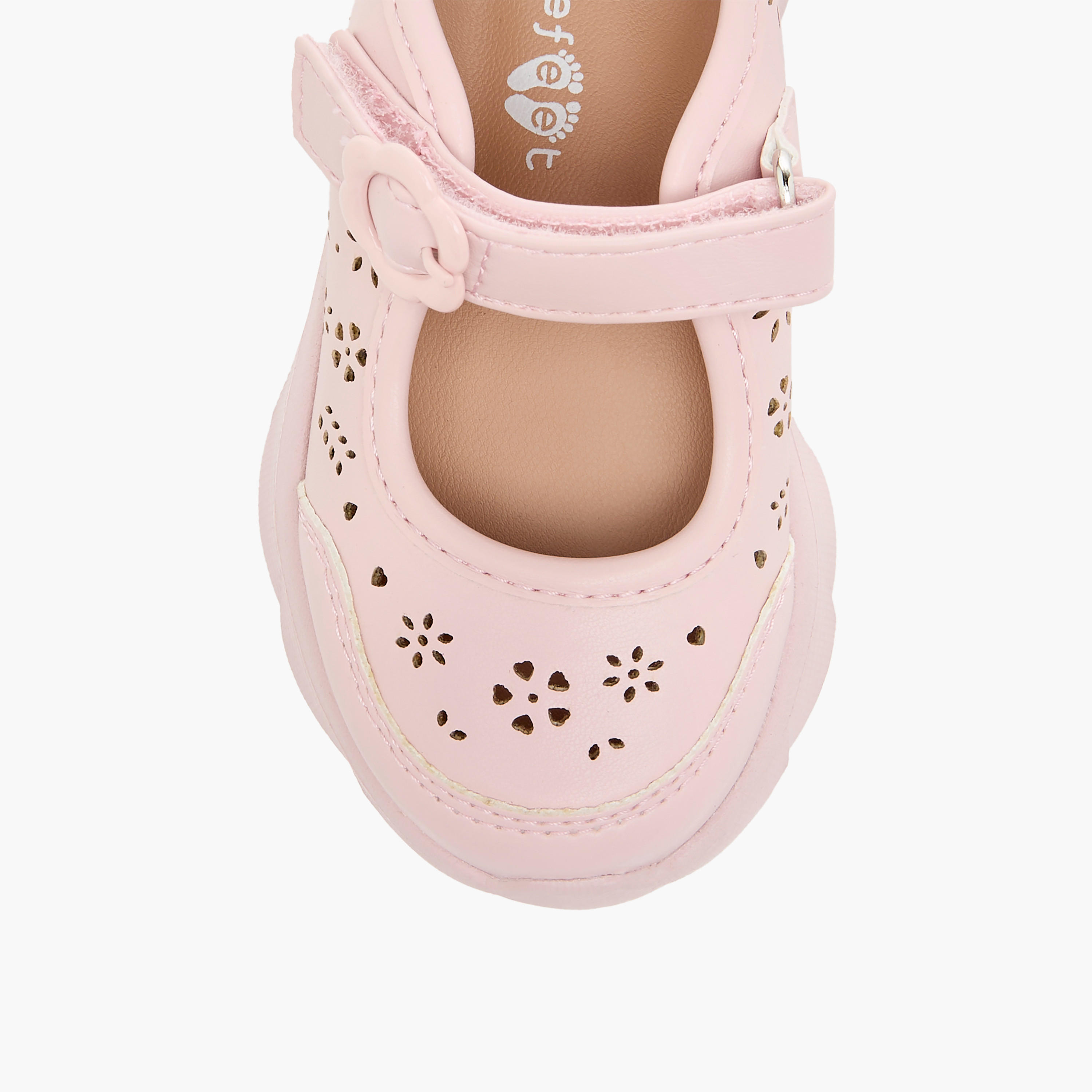 Barefeet Laser Cut Detail Mary Jane Shoes with Hook and Loop Closure-girls-shoes-maryjanes-image-4
