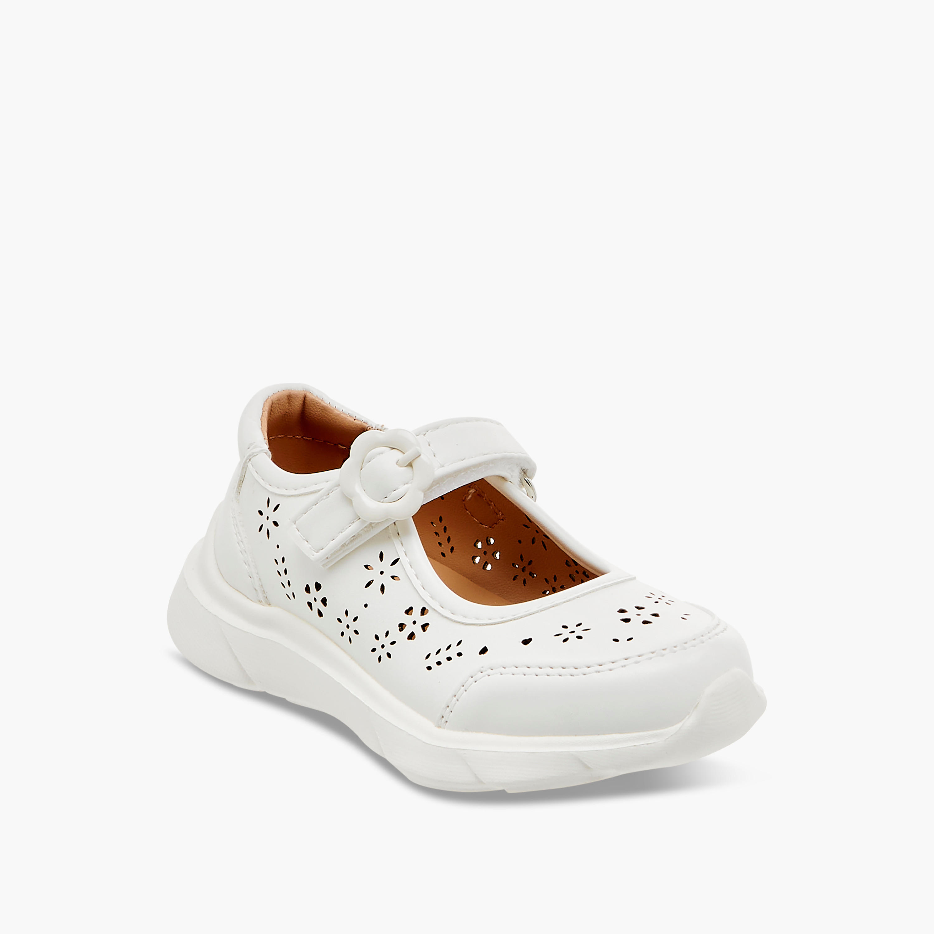 Barefeet Laser Cut Detail Mary Jane Shoes with Hook and Loop Closure-girls-shoes-maryjanes-image-2
