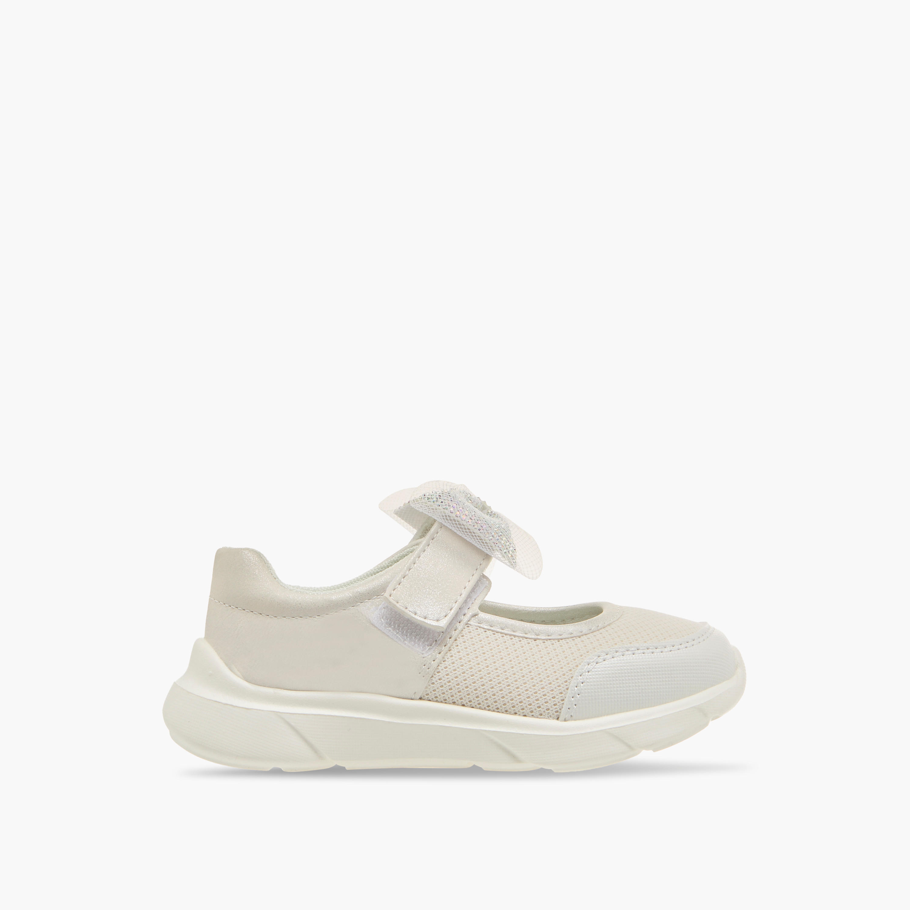 Juniors Mesh Bow Detail Mary Jane Shoes with Hook and Loop Closure-girls-shoes-maryjanes-image-3