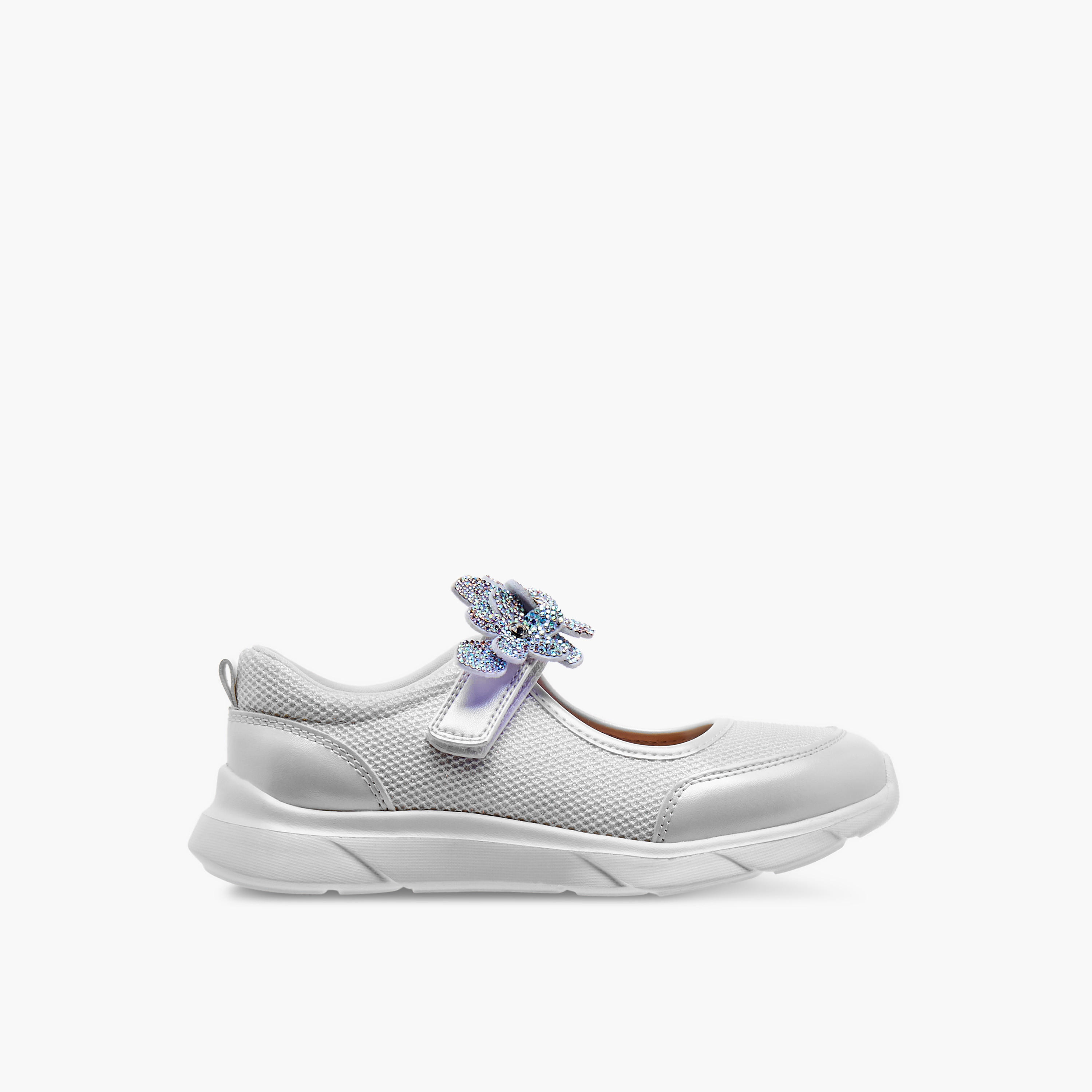 Celeste Girl's Floral Accent Mary Jane Shoes with Hook and Loop Closure-girls-shoes-maryjanes-image-3
