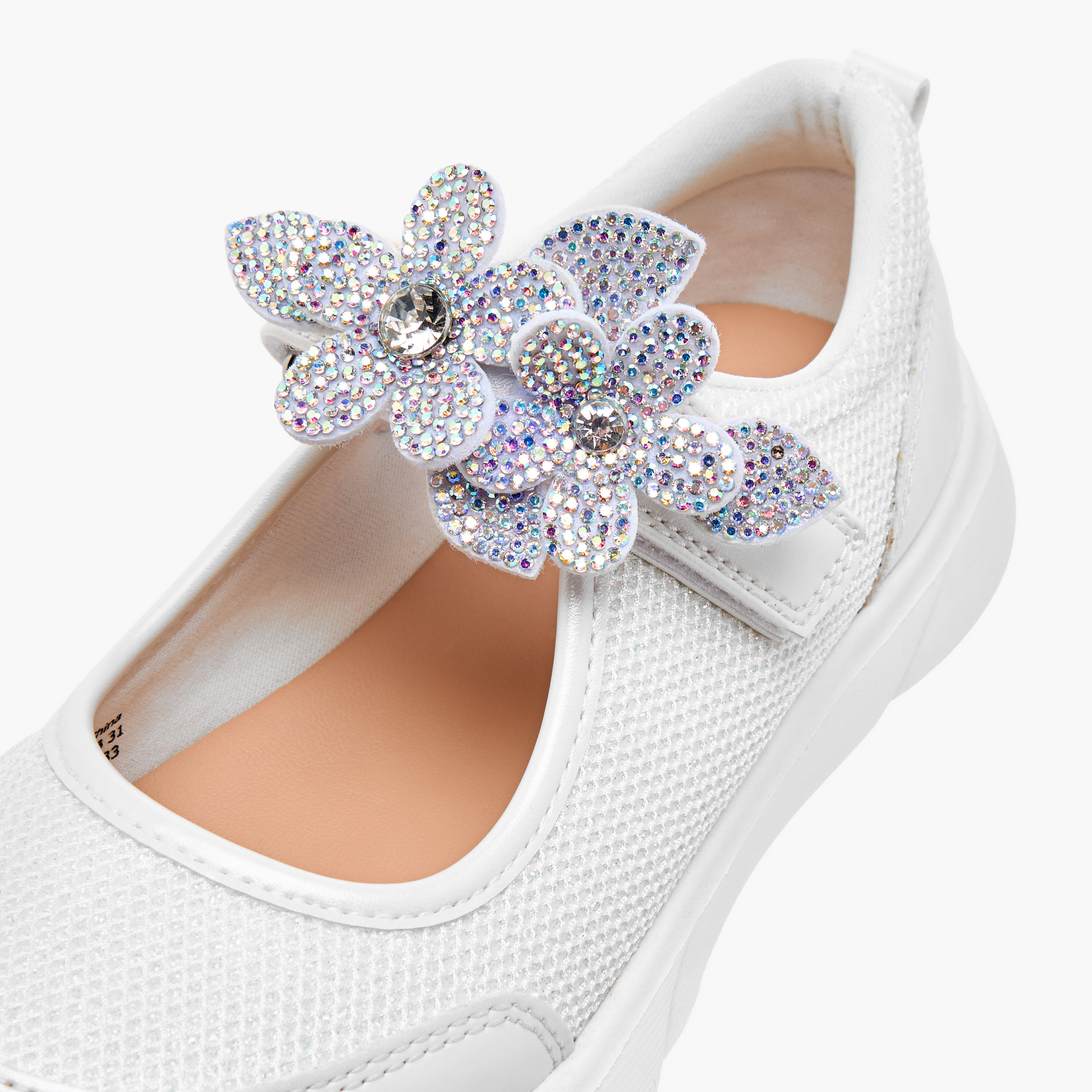 Celeste Girl's Floral Accent Mary Jane Shoes with Hook and Loop Closure-girls-shoes-maryjanes-image-4