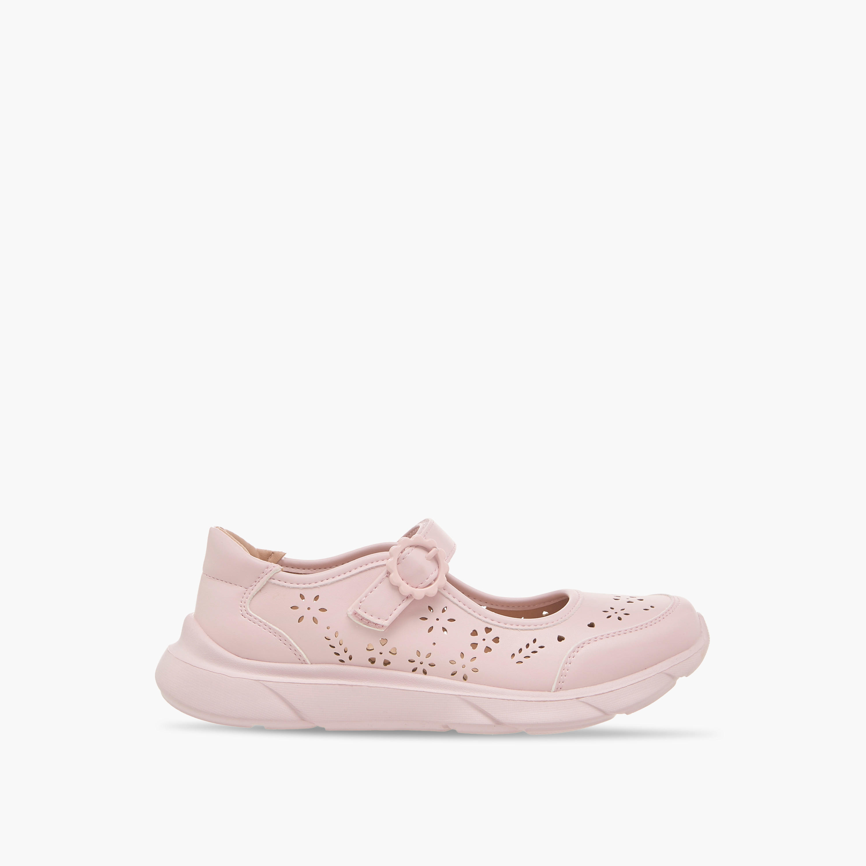 حذاء ماري جين بتفاصيل مفرّغة بالليزر وشريط إغلاق لاصق من ليتل ميسي-girls-shoes-maryjanes-image-3