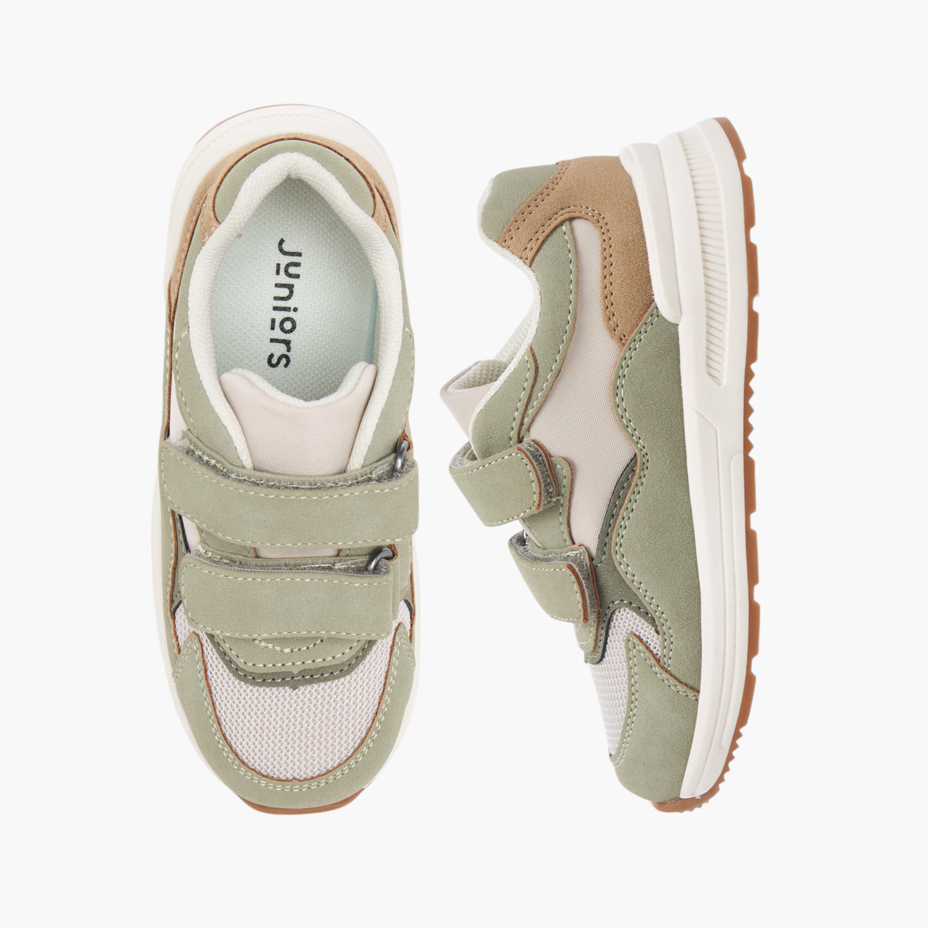 Juniors Panelled Ankle Sneakers with Hook and Loop Closure-boys-shoes-sneakers-image-1