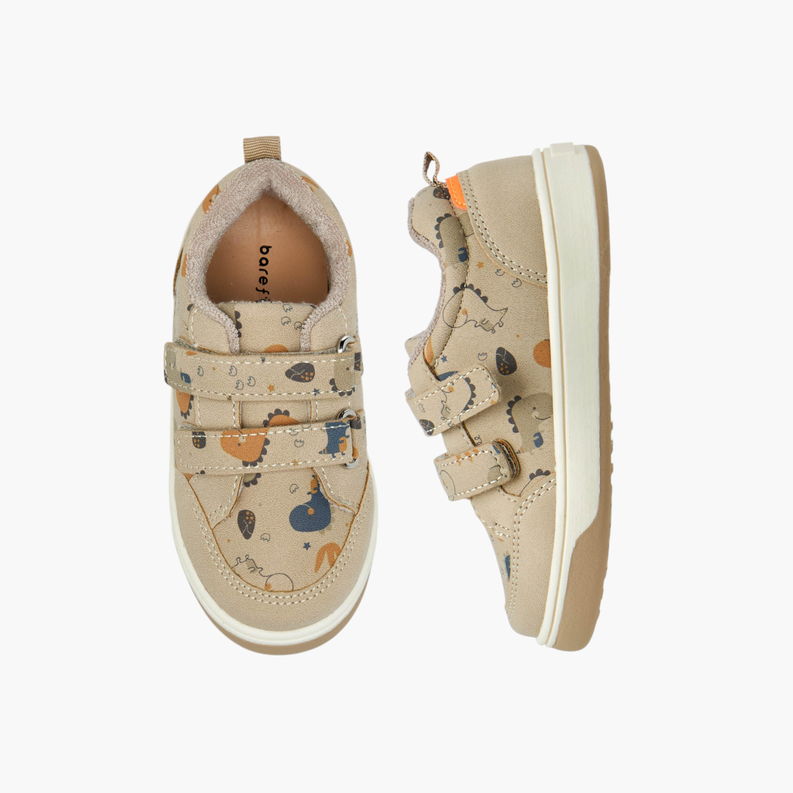 Barefeet Dinosaur Print Sneakers with Hook and Loop Closure-boys-shoes-sneakers-image-1