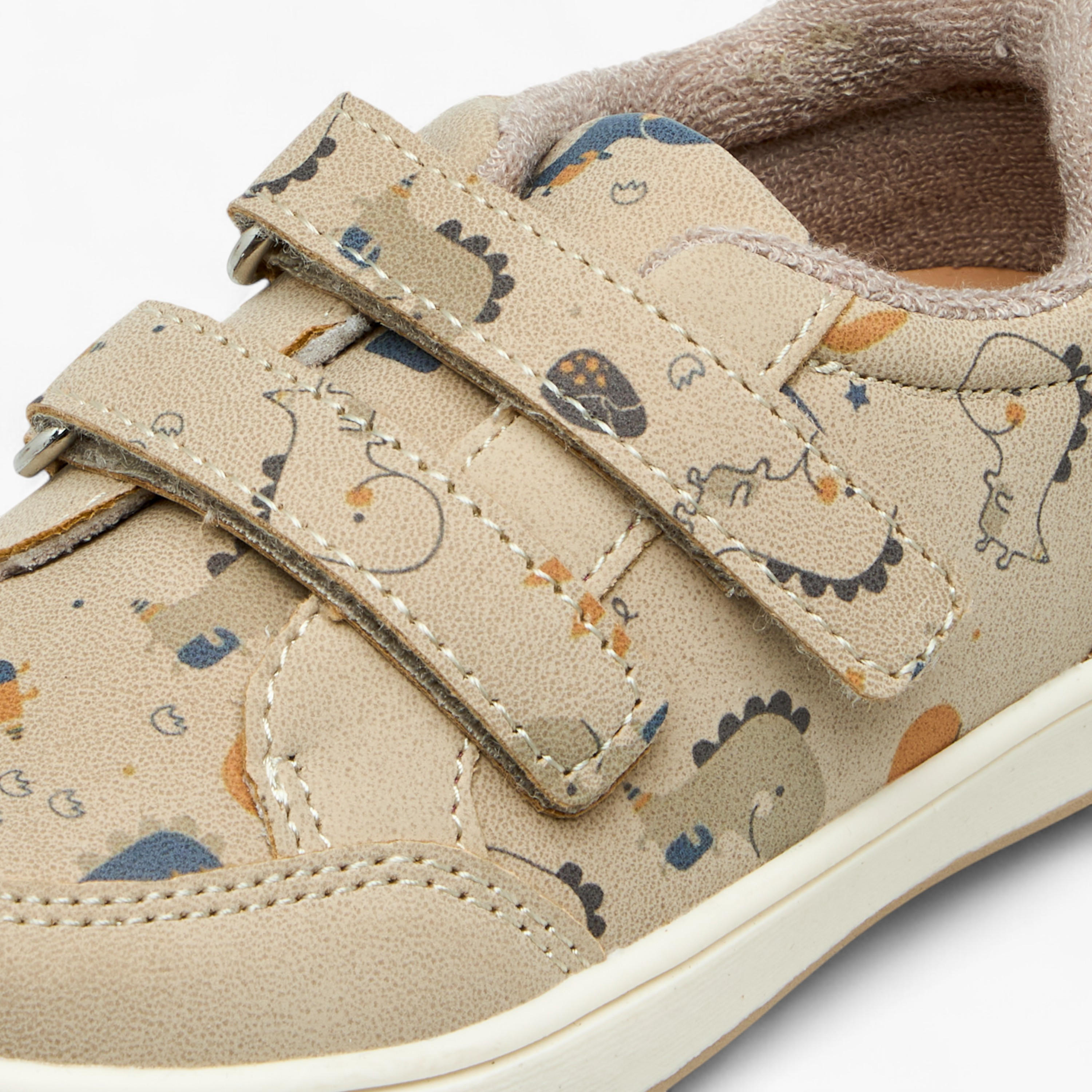 Barefeet Dinosaur Print Sneakers with Hook and Loop Closure-boys-shoes-sneakers-image-4
