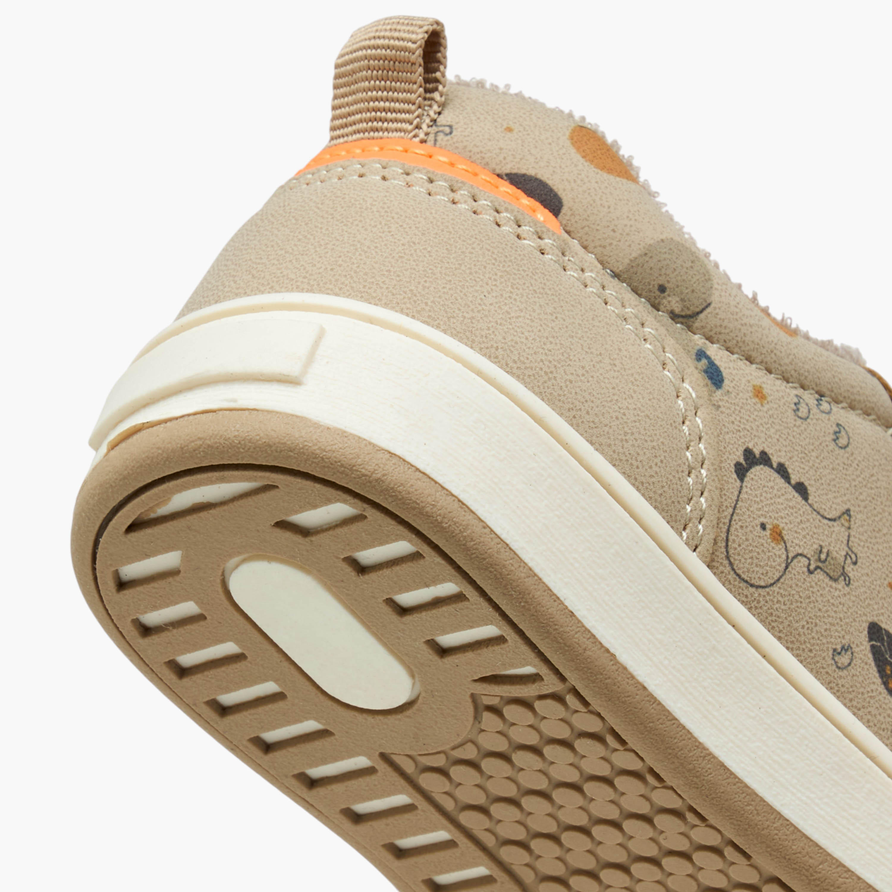 Barefeet Dinosaur Print Sneakers with Hook and Loop Closure-boys-shoes-sneakers-image-5