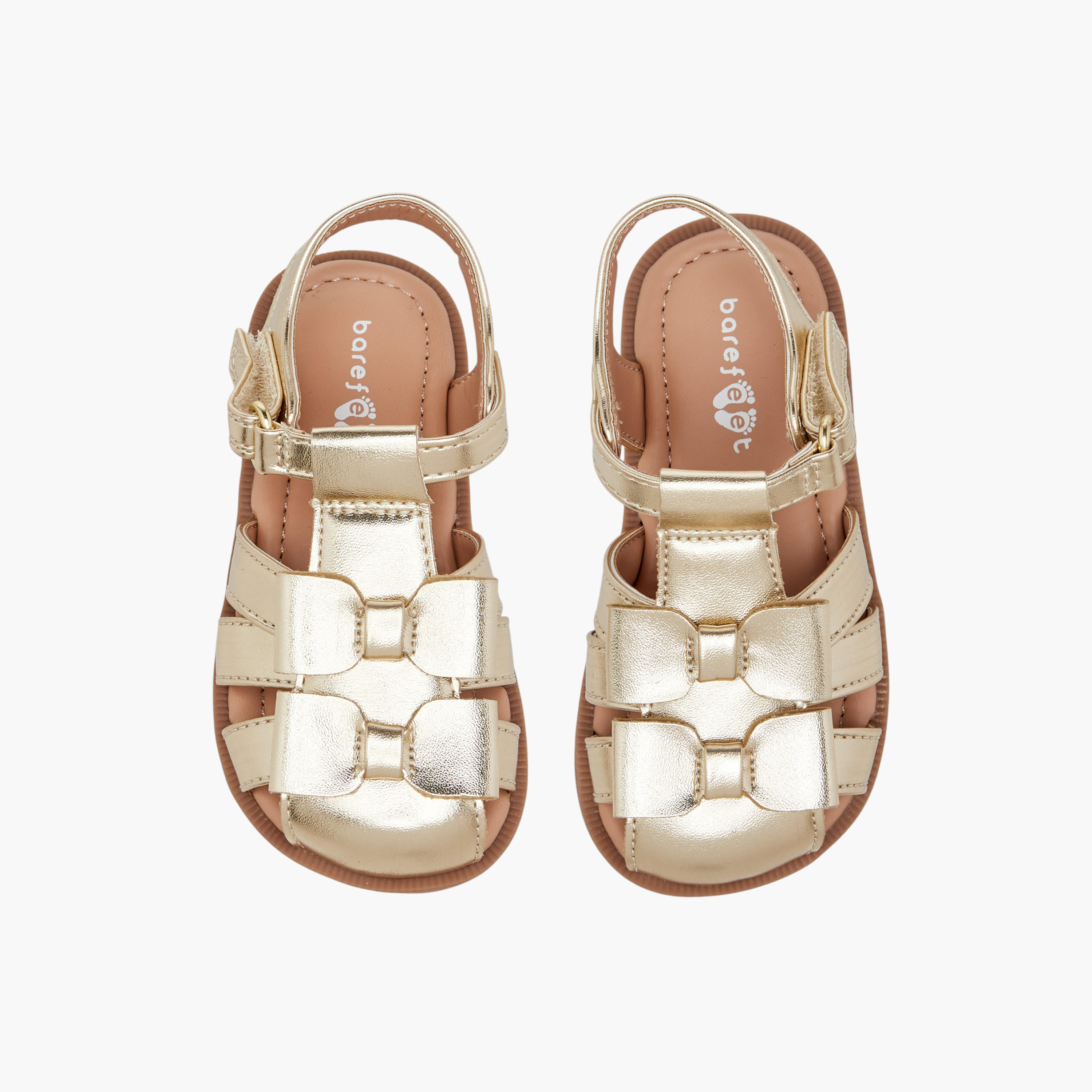 Barefeet Bow Detail Sandals with Hook and Loop Closure-baby-girls-shoes-sandals-image-1