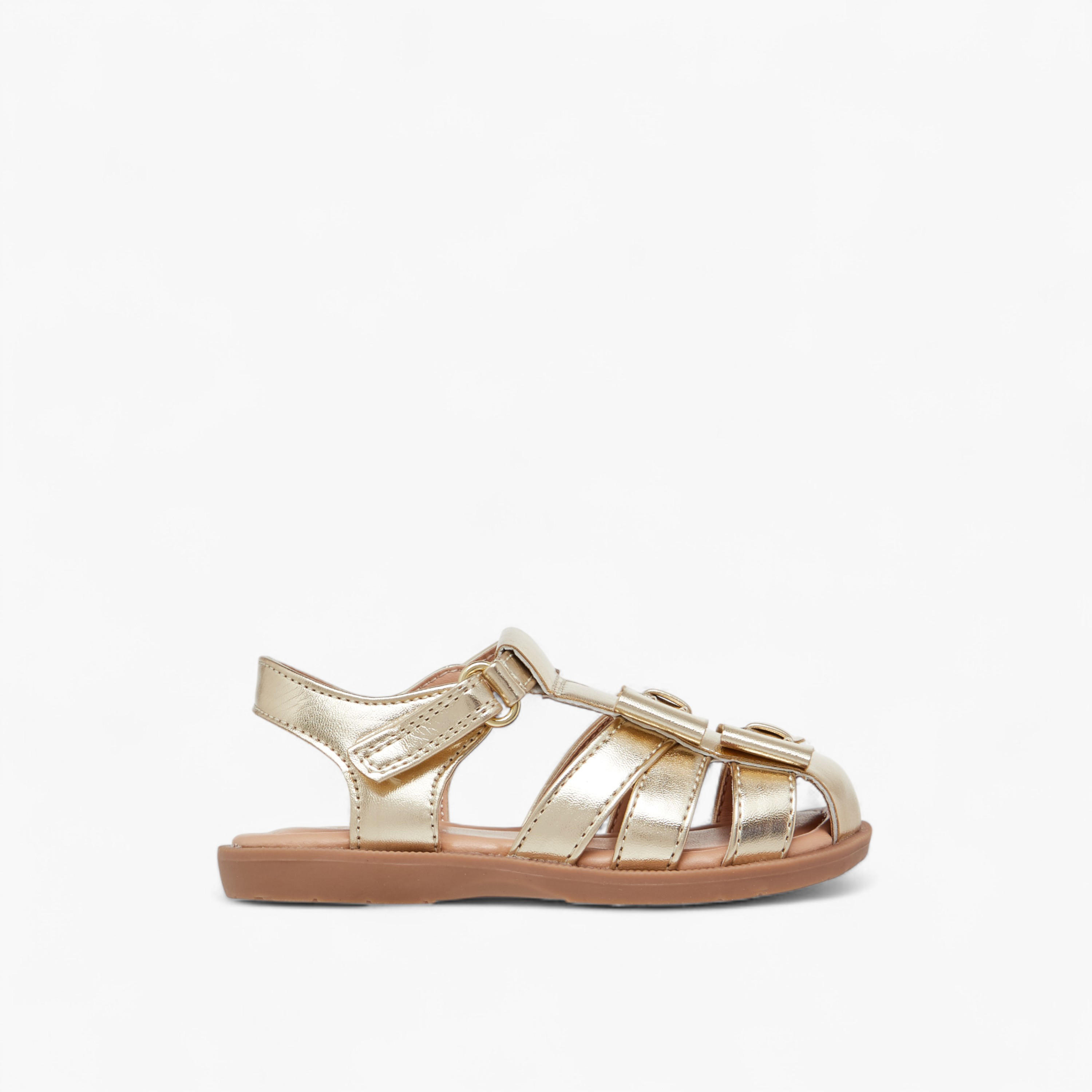 Barefeet Bow Detail Sandals with Hook and Loop Closure-baby-girls-shoes-sandals-image-2