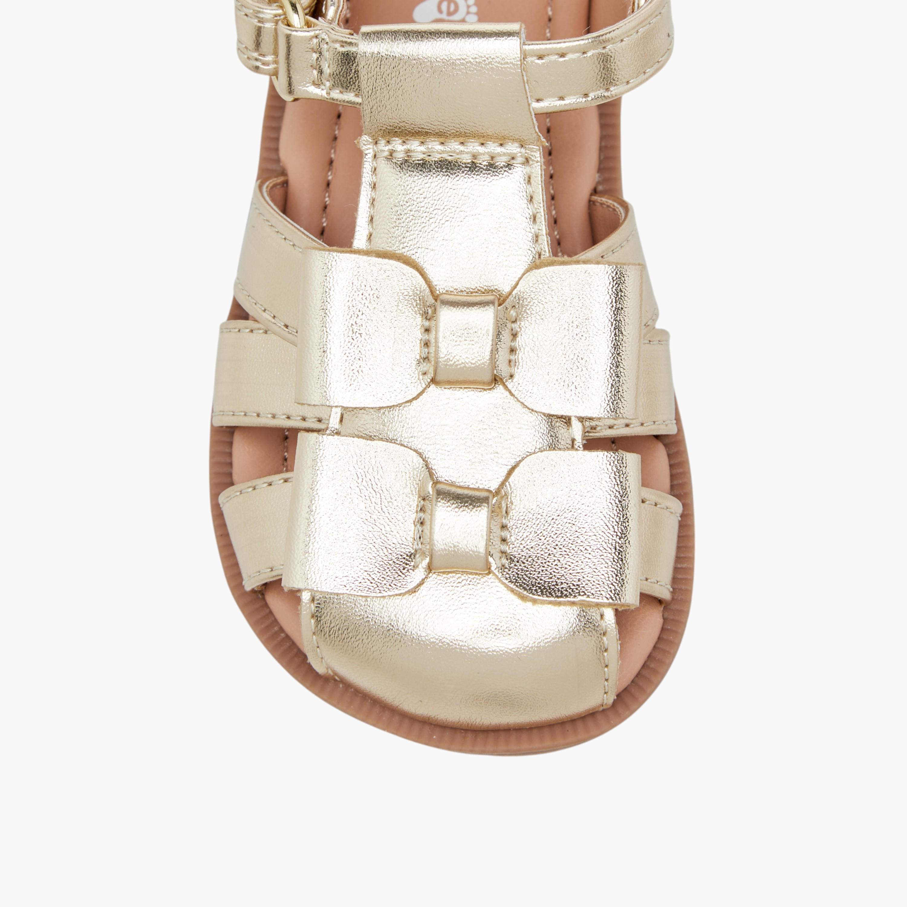Barefeet Bow Detail Sandals with Hook and Loop Closure-baby-girls-shoes-sandals-image-3
