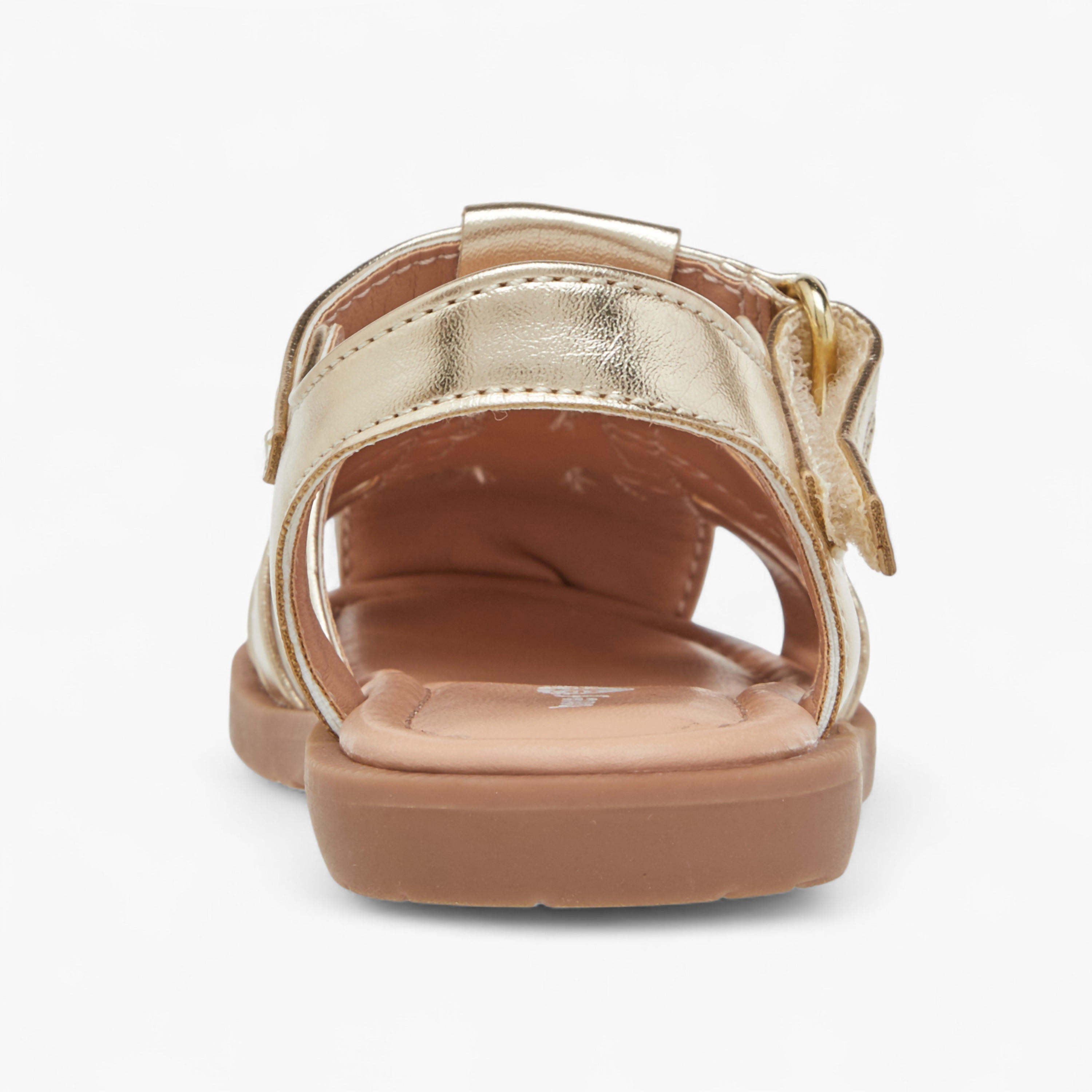 Barefeet Bow Detail Sandals with Hook and Loop Closure-baby-girls-shoes-sandals-image-4