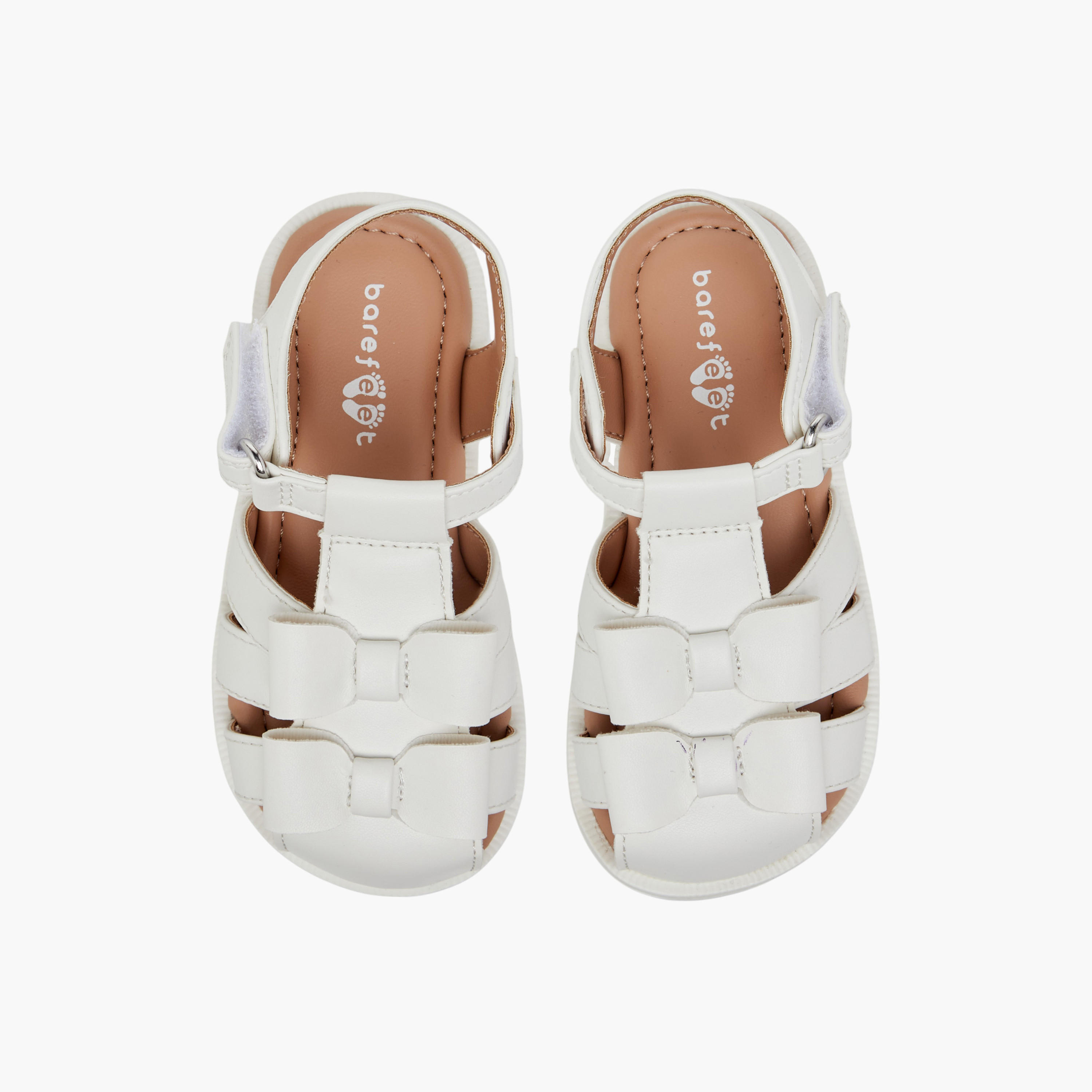 Barefeet Bow Detail Sandals with Hook and Loop Closure-baby-girls-shoes-sandals-image-1