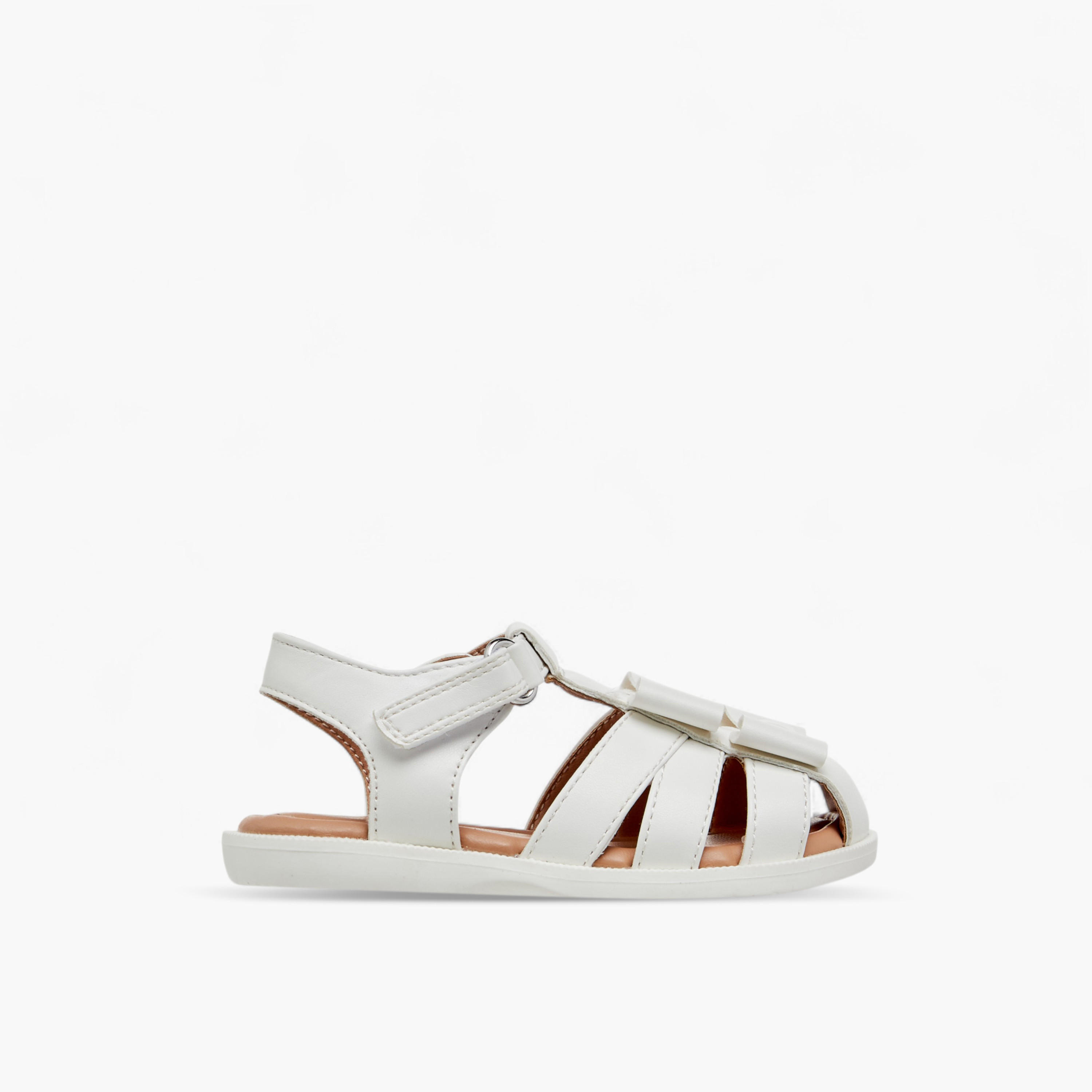 Barefeet Bow Detail Sandals with Hook and Loop Closure-baby-girls-shoes-sandals-image-2