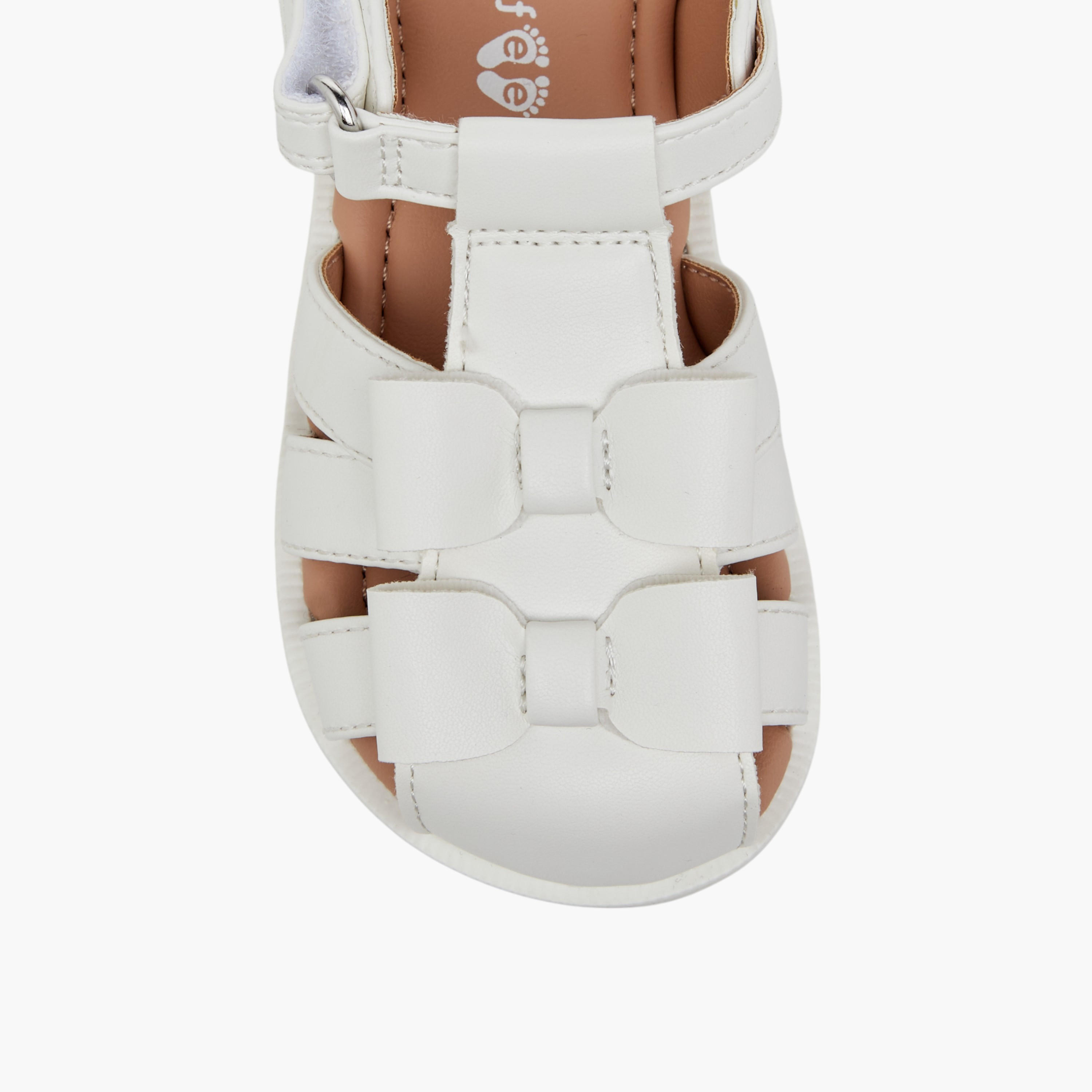 Barefeet Bow Detail Sandals with Hook and Loop Closure-baby-girls-shoes-sandals-image-3