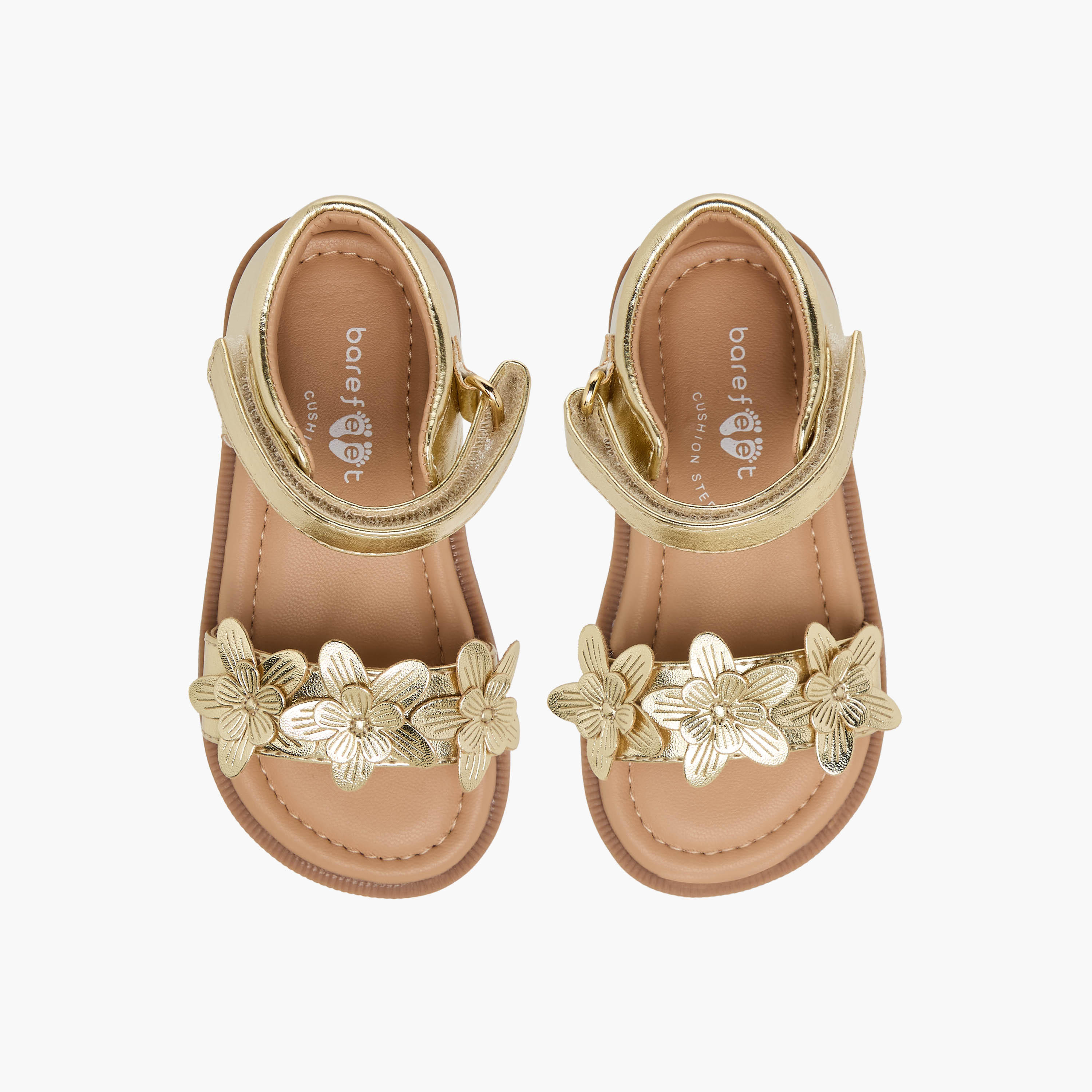 Barefeet Girls Floral Accent Hook & Loop Sandals-girls-shoes-sandals-image-1