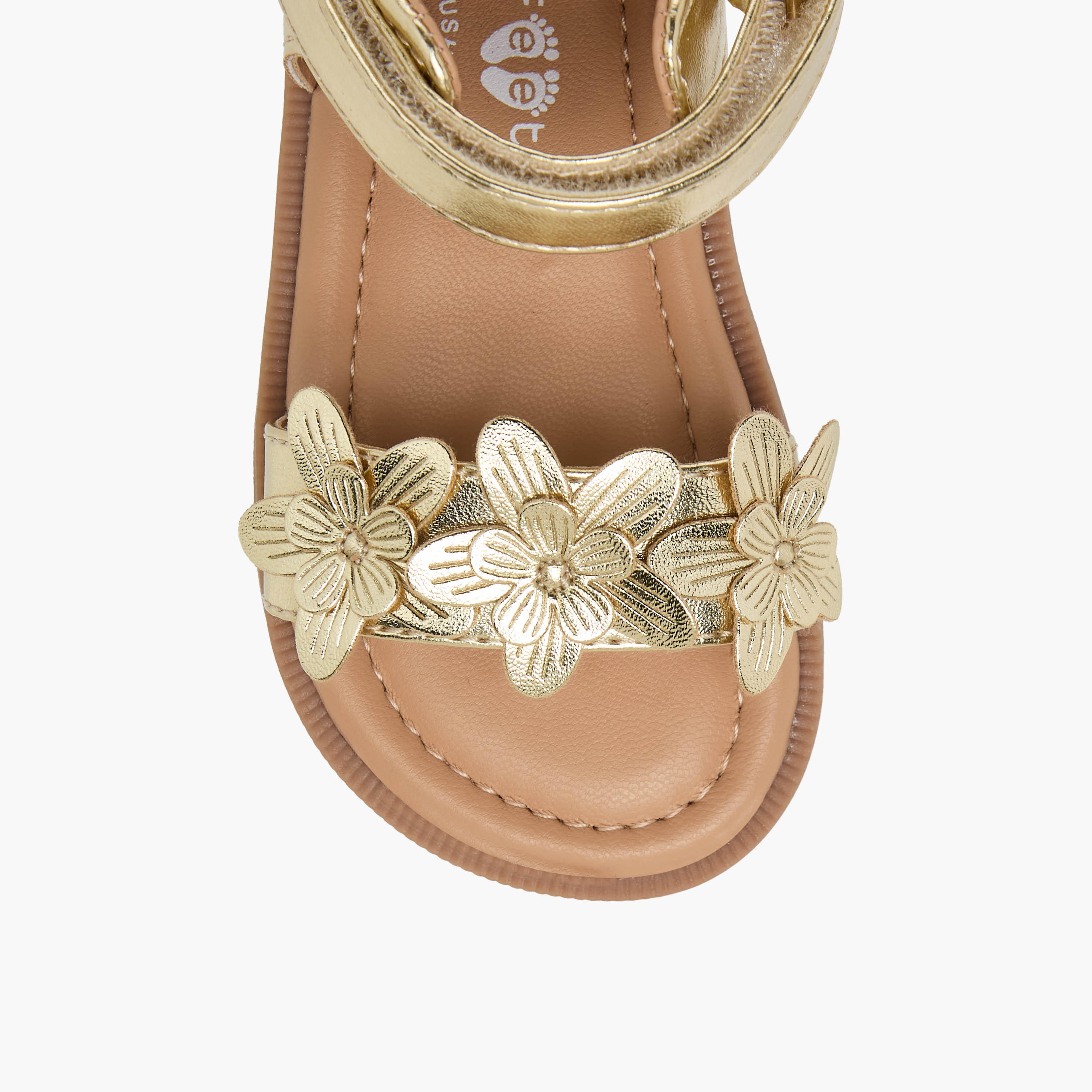 Barefeet Girls Floral Accent Hook & Loop Sandals-girls-shoes-sandals-image-3