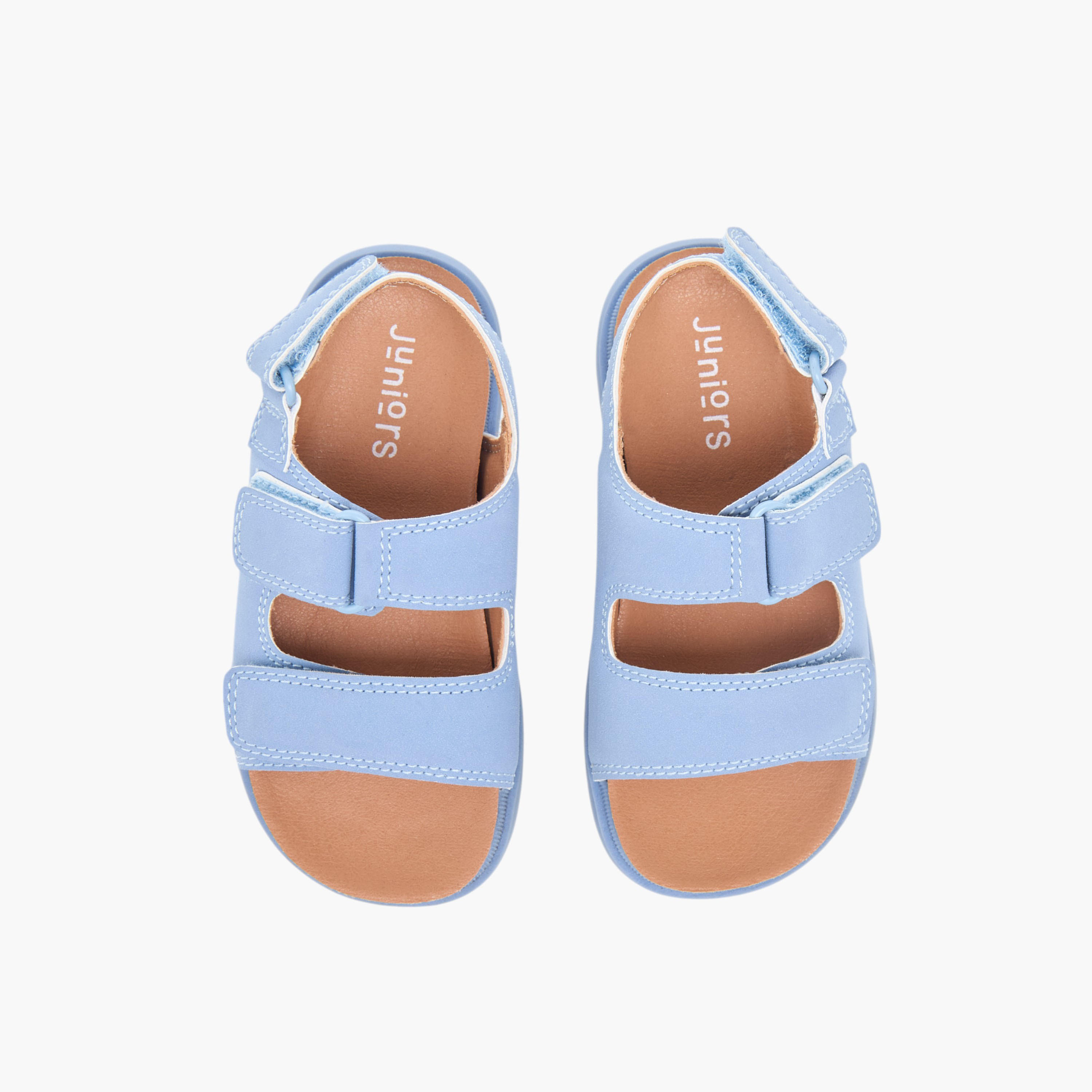 Juniors Solid Sandals with Hook and Loop Closure-boys-shoes-sandals-image-1
