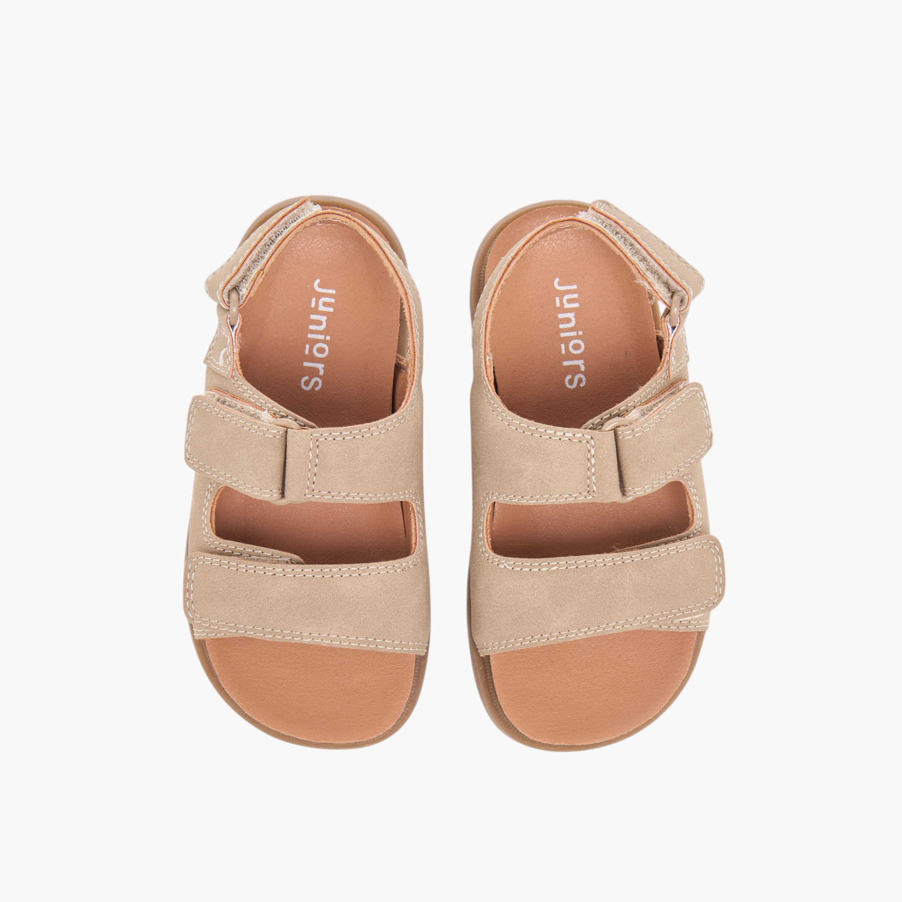 Juniors Solid Sandals with Hook and Loop Closure-boys-shoes-sandals-image-1