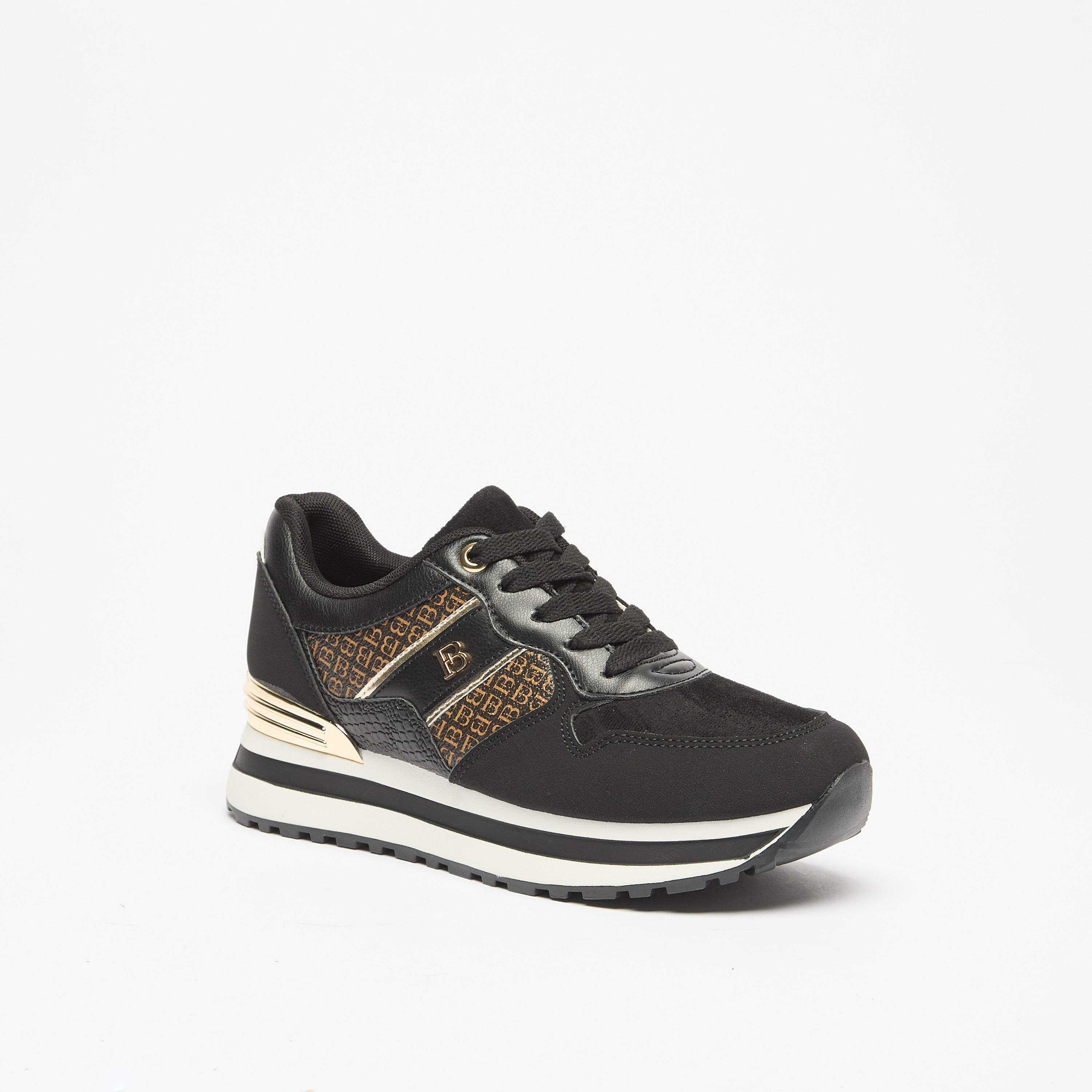 حذاء سنيكرز برباط إغلاق وطبعات مونوجرام من فلورا بيلا-women-shoes-sneakers-image-1