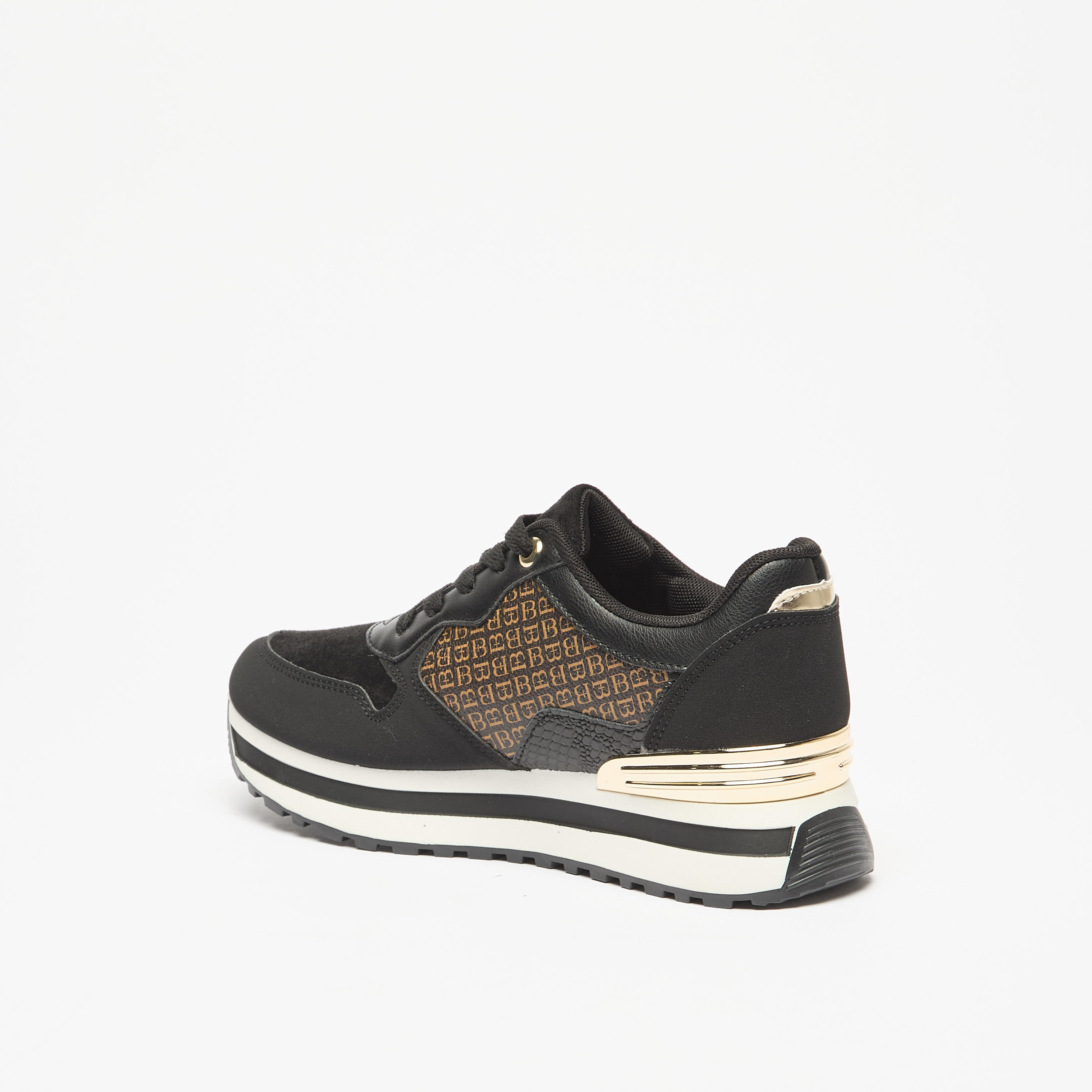 حذاء سنيكرز برباط إغلاق وطبعات مونوجرام من فلورا بيلا-women-shoes-sneakers-image-2