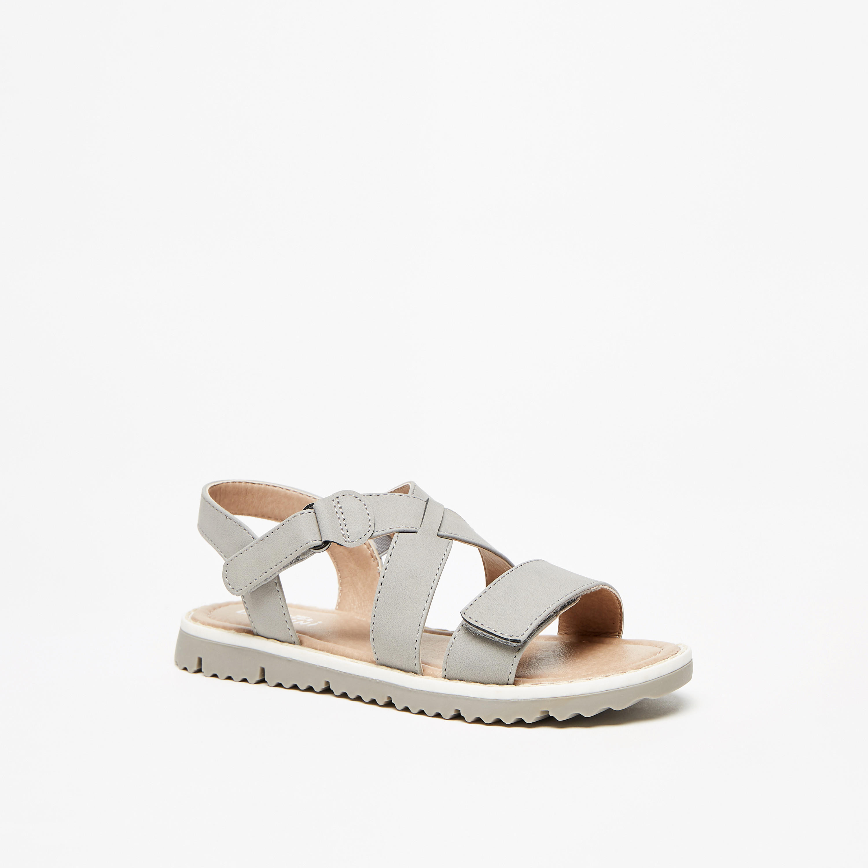 Mister Duchini Textured Cross Strap Sandals with Hook and Loop Closure-boys-shoes-sandals-image-1