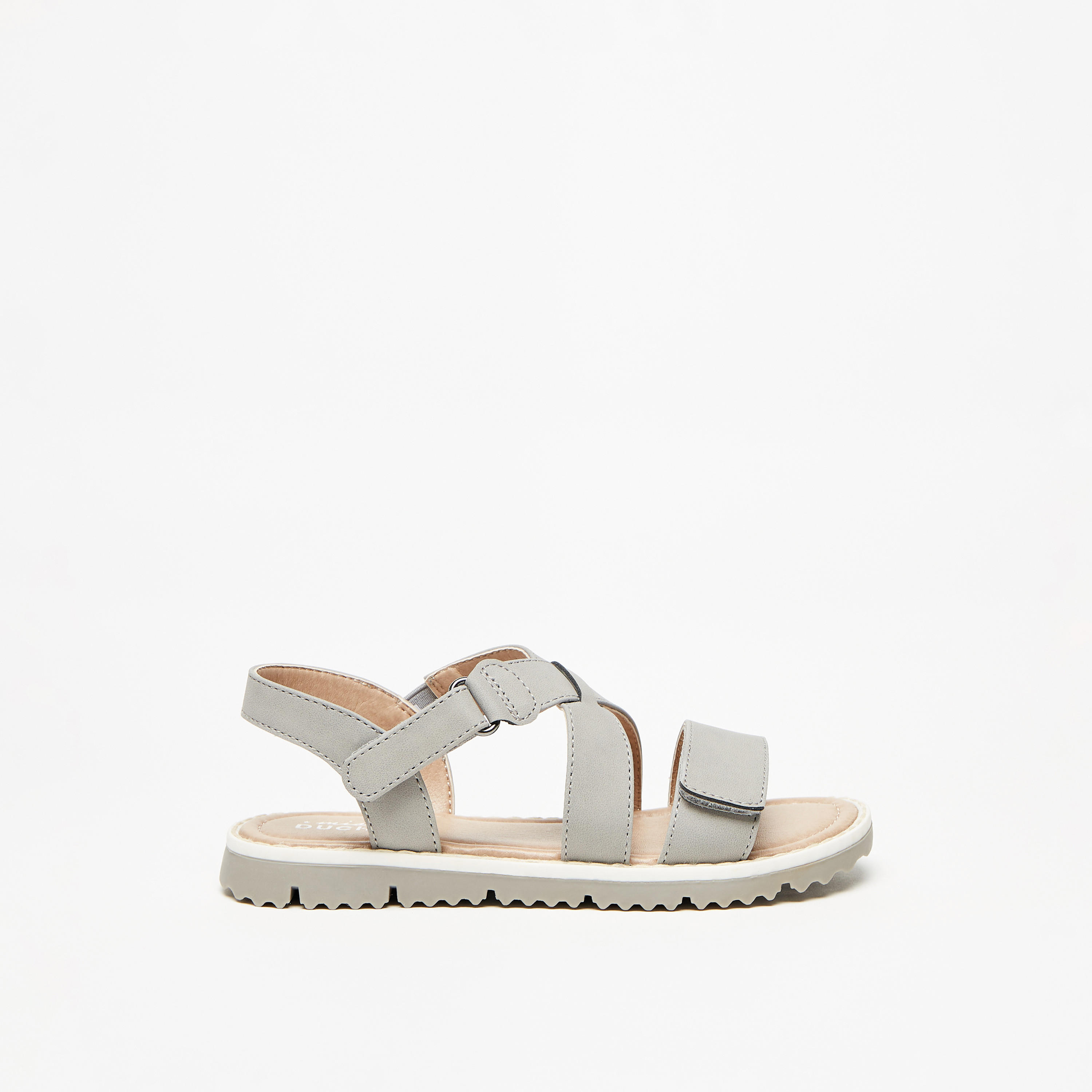 Mister Duchini Textured Cross Strap Sandals with Hook and Loop Closure-boys-shoes-sandals-image-3