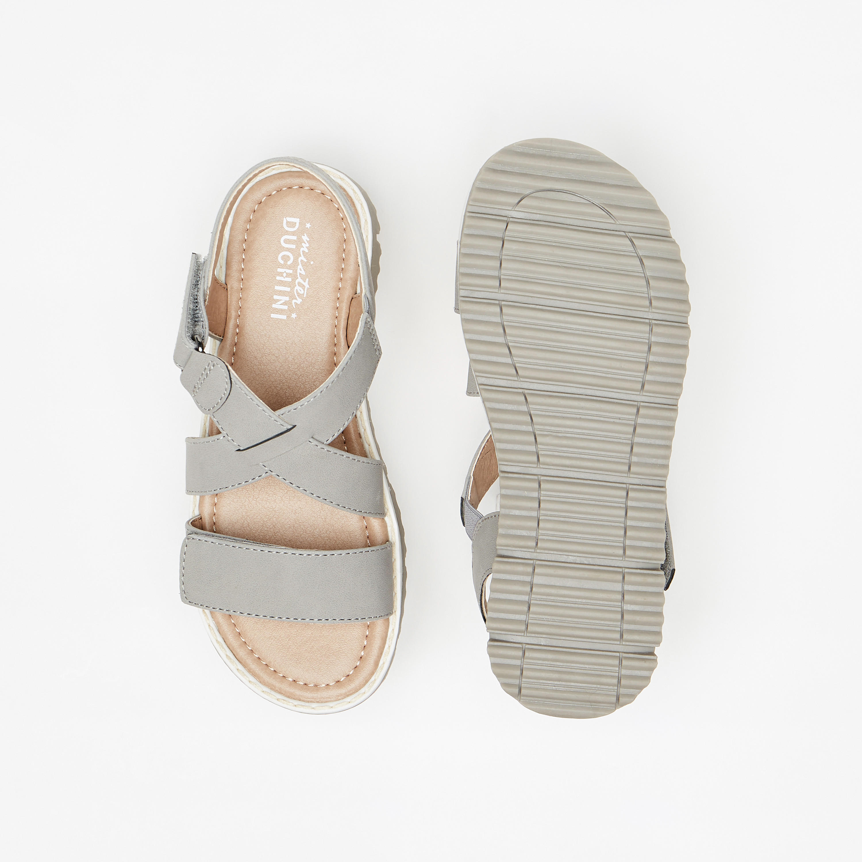 Mister Duchini Textured Cross Strap Sandals with Hook and Loop Closure-boys-shoes-sandals-image-4