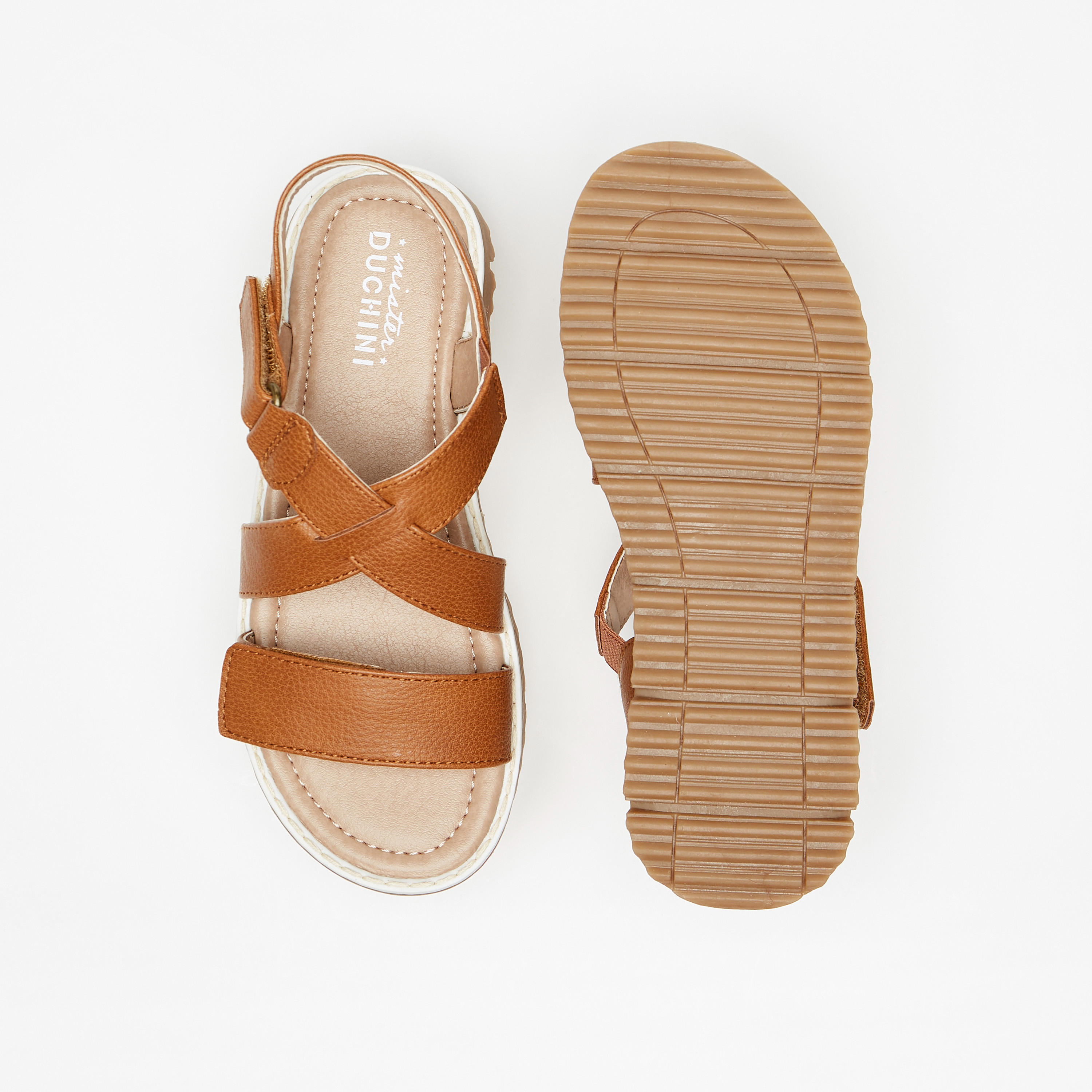 صندل بحزام متقاطع بارز الملمس وشريط إغلاق لاصق من مستر دوتشيني-boys-shoes-sandals-image-2