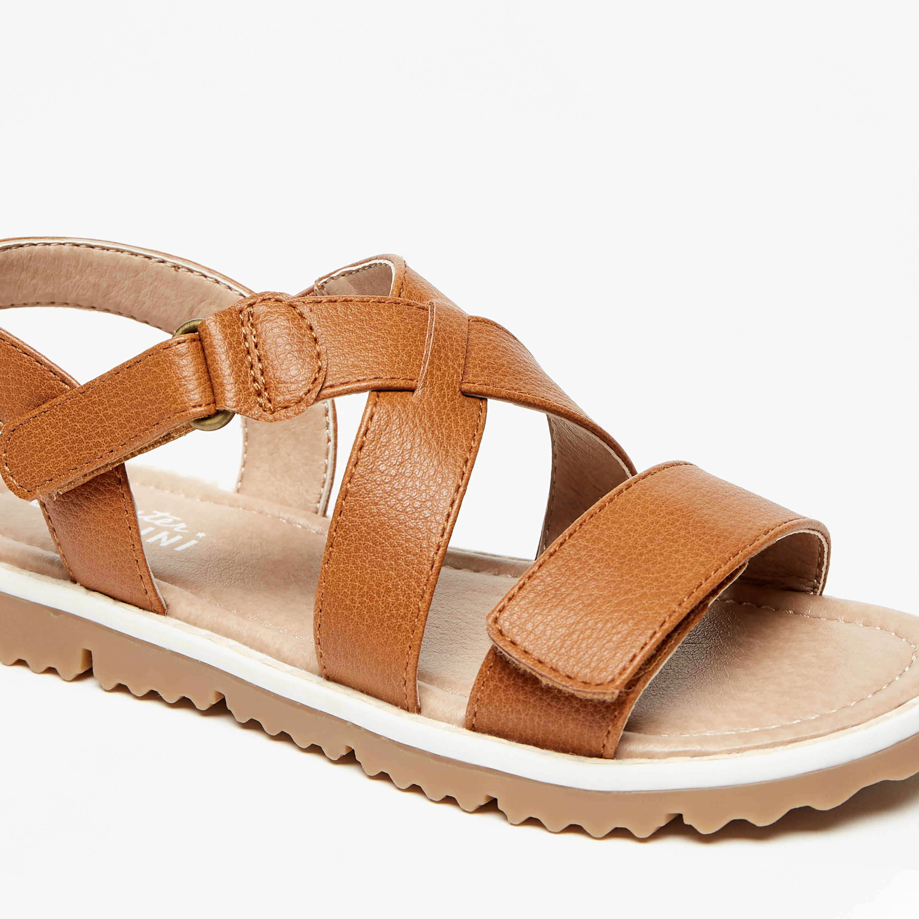 صندل بحزام متقاطع بارز الملمس وشريط إغلاق لاصق من مستر دوتشيني-boys-shoes-sandals-image-1