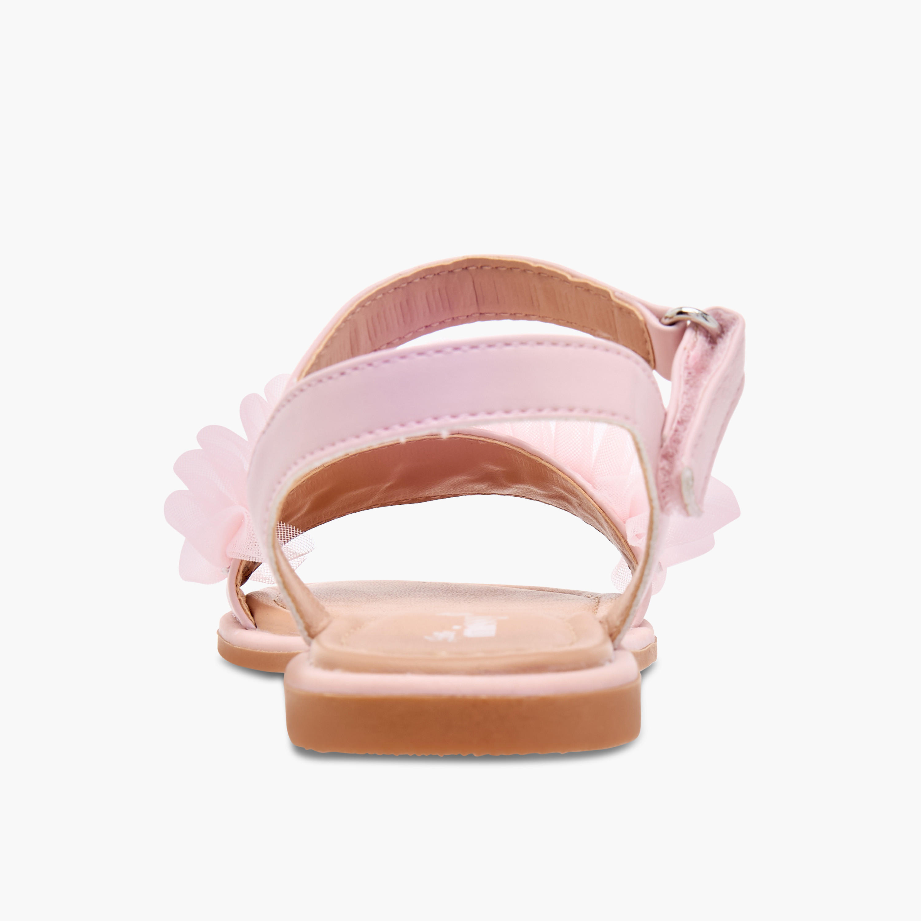 Little Missy Ruffle Detail Strap Sandals with Hook and Loop Closure-girls-shoes-sandals-image-4